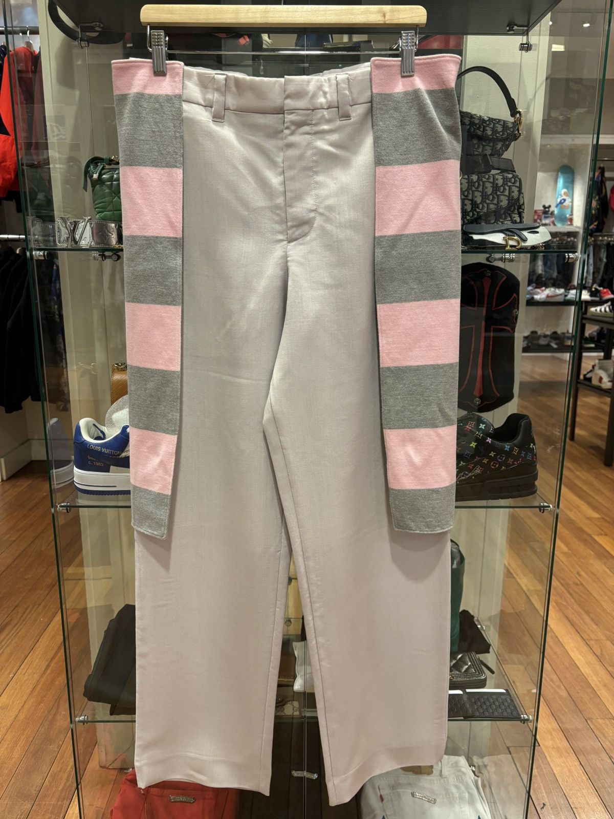 Burberry Burberry Men’s Light Pebble Grey Striped Skirt Pant Size US 31 - 1 Thumbnail
