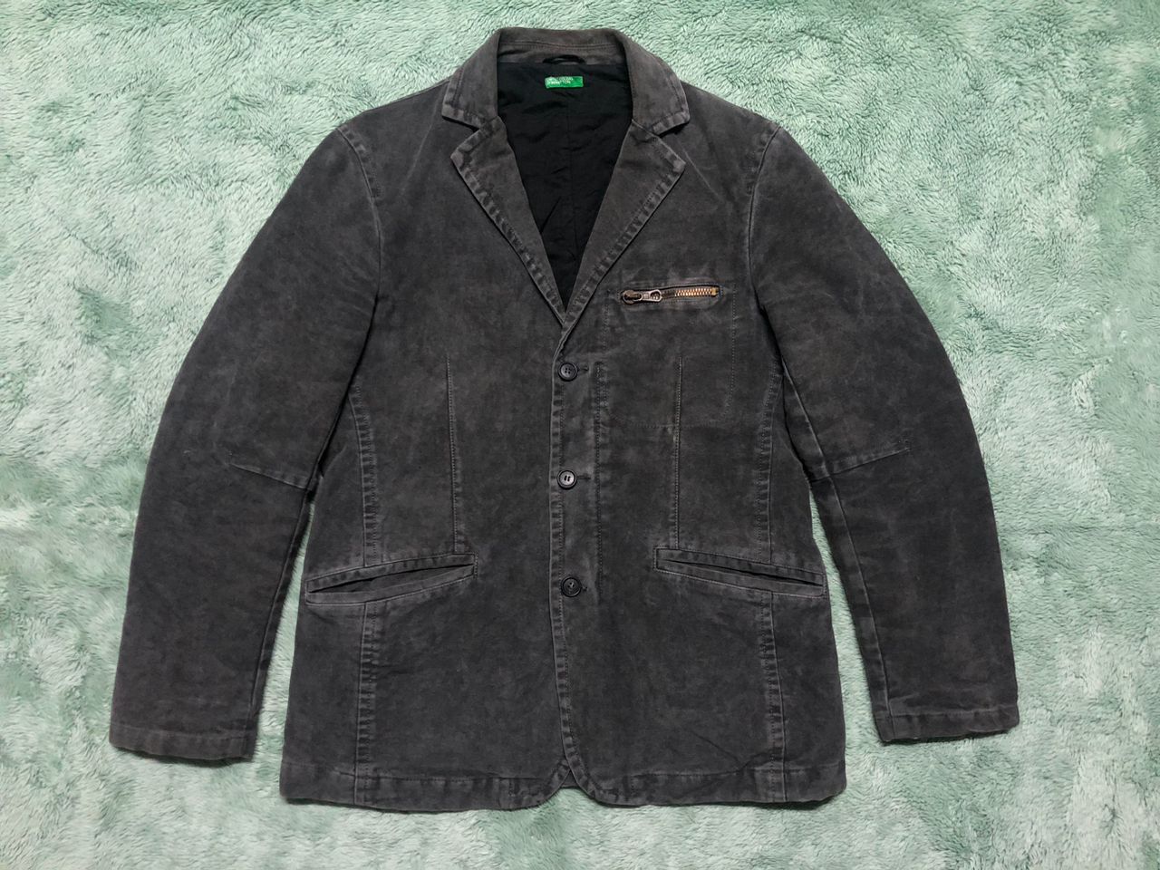 If Six Was Nine × United Colors Of Benetton UNITED COLORS OF BENETTON STONE WASH BLAZER ZIPPER JACKET Size US M / EU 48-50 / 2 - 1 Thumbnail