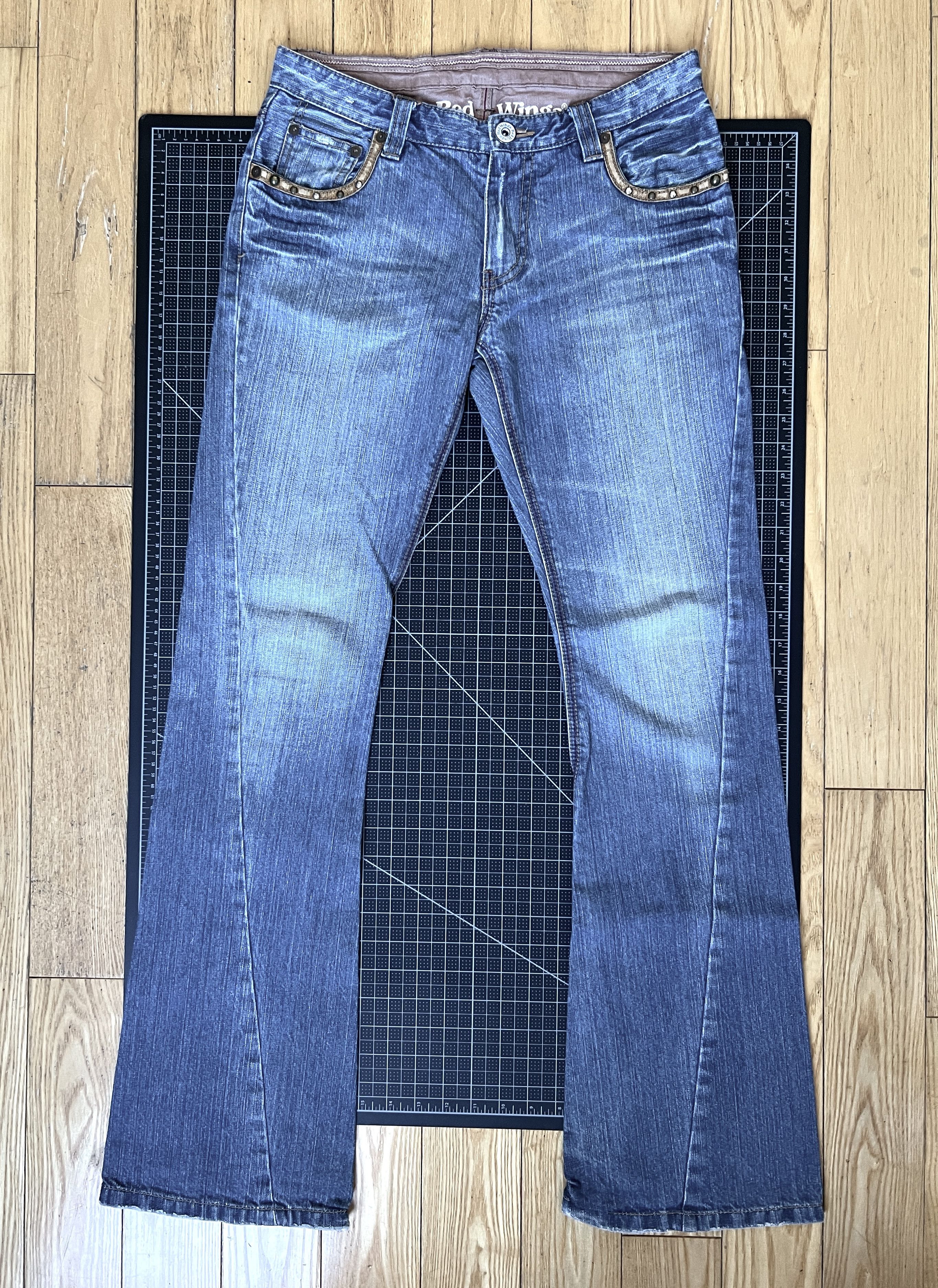 Red Wing VTG 90s Red Wings Slim Flare Jeans with leather + studs Size US 30 / EU 46 - 1 Thumbnail