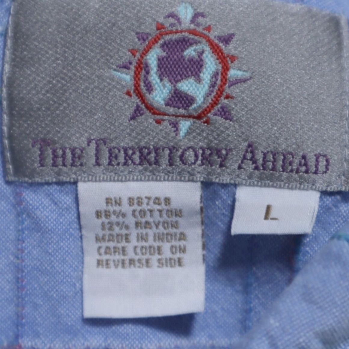 The Territory Ahead The Territoy Ahead Chambray Stitched Long Sleeve Button Down Shirt Blue Men's L Size US L / EU 52-54 / 3 - 5 Thumbnail