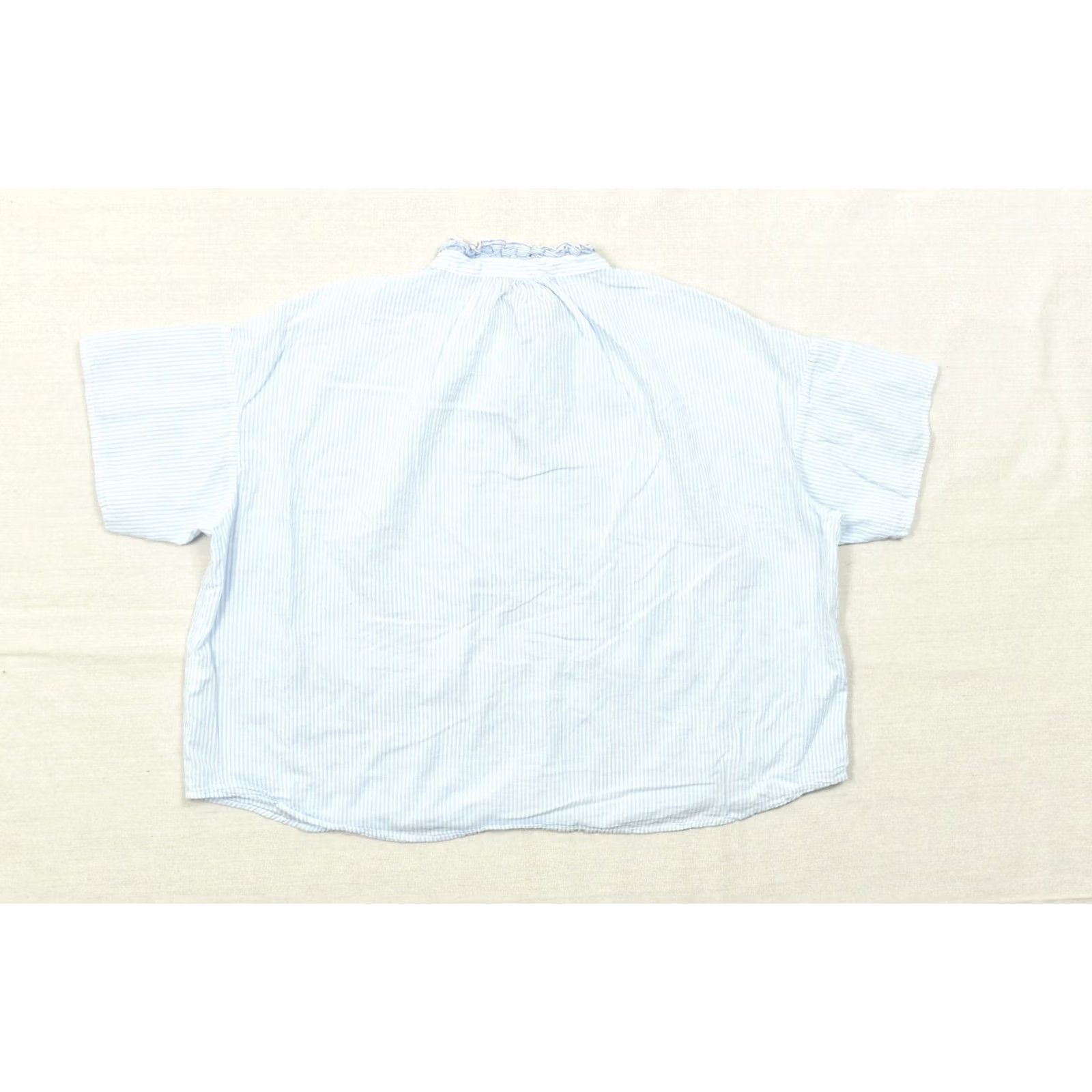 Tommy Hilfiger Tommy Hilfiger Top Blouse Blue Striped Ruffle Neck Tie Front Short Sleeve XXL Womens Size XXL / US 16-18 / IT 52-54 - 7 Thumbnail
