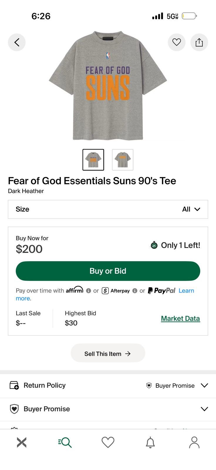 Fear of God × NBA Fear of God Essentials x NBA Phoenix Suns Size US M / EU 48-50 / 2 - 16 Thumbnail