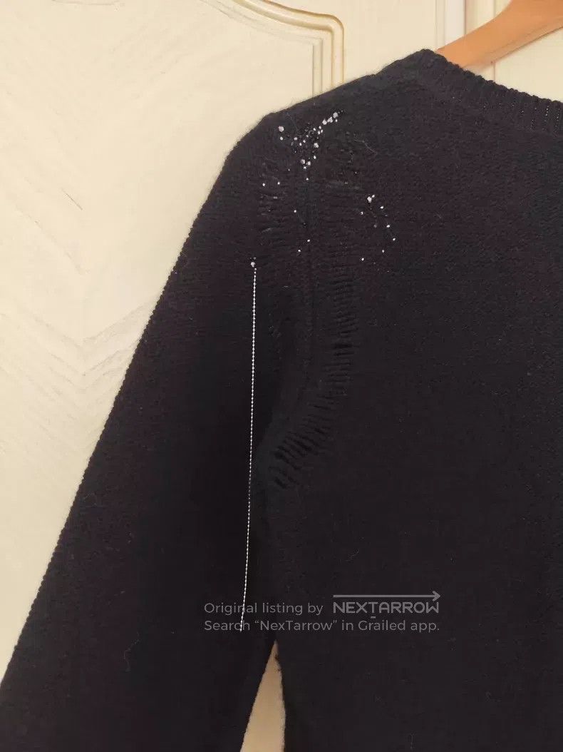 Saint Laurent Paris Saint Laurent Paris Black Rhinestone Hole Knit Sweater Size L / US 10 / IT 46 - 5 Thumbnail