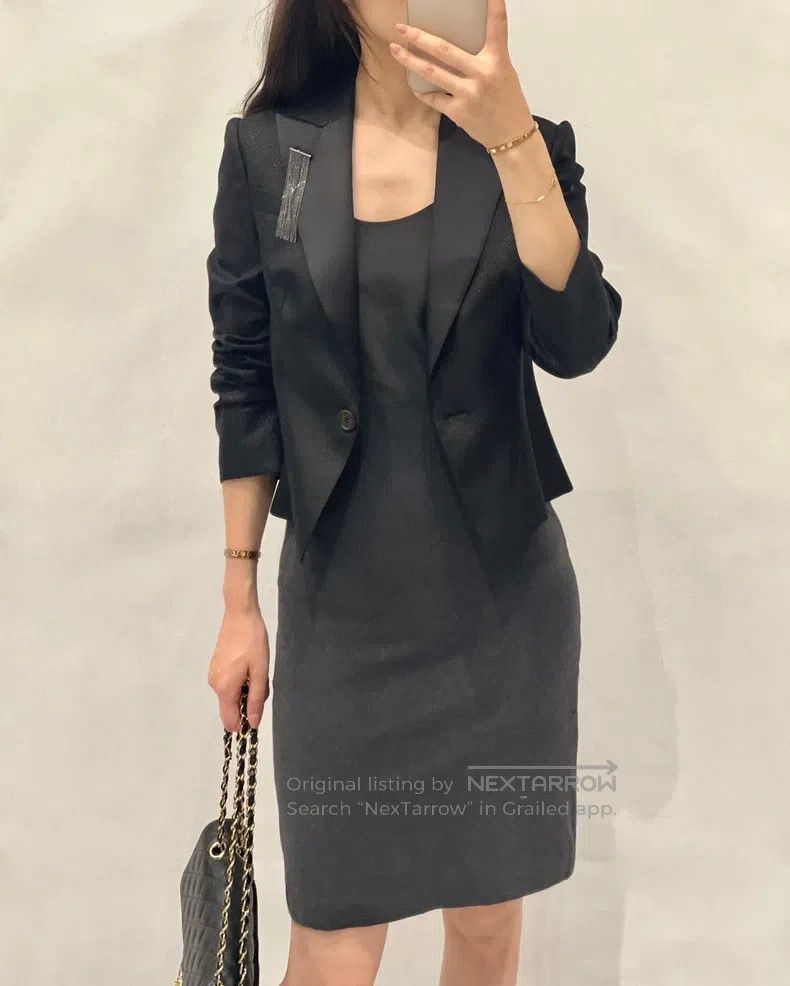 Brunello Cucinelli Brunello Cucinelli Black Beaded New Wool Short Suit Jacket Size XS / US 0-2 / IT 36-38 - 9 Thumbnail