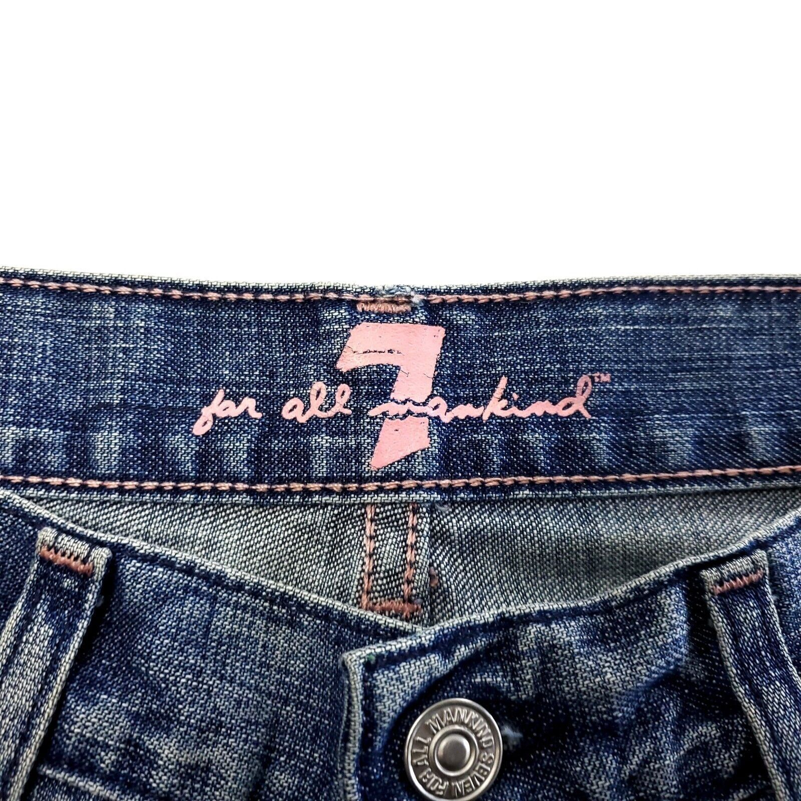 7 For All Mankind DAMAGED 7 For All Mankind Dojo Denim Blue Stone Wash Jeans L Size 33" - 5 Thumbnail