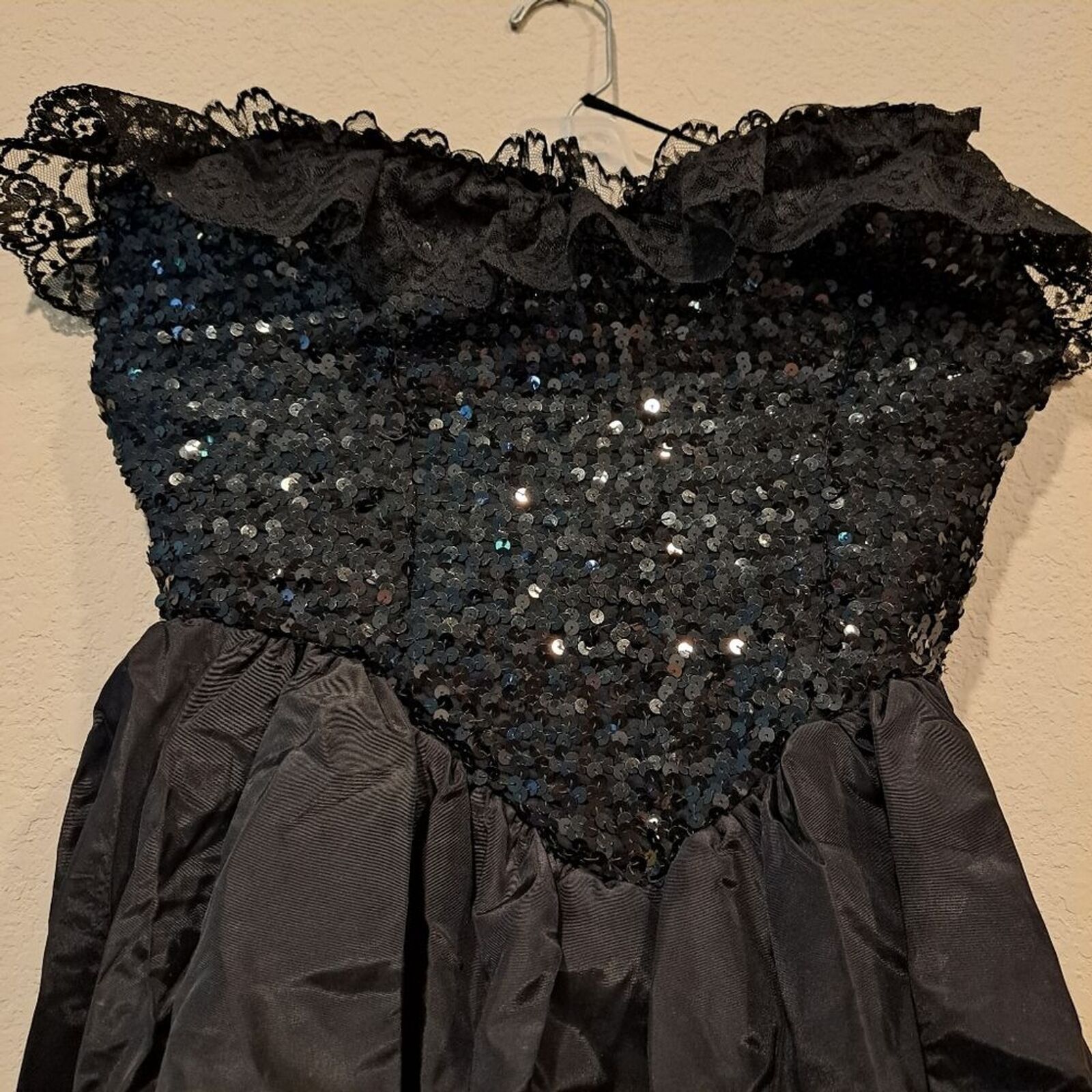 Other Vintage Loralie made in USA black sequin lace 80s dress 10 Size L / US 10 / IT 46 - 5 Thumbnail