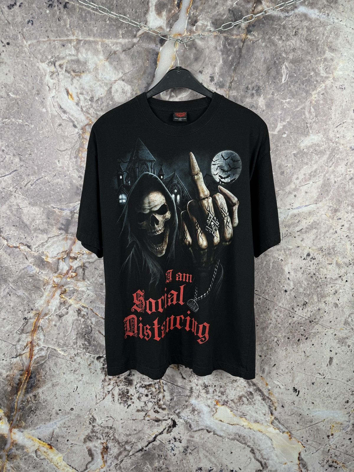 Other Grim Reaper Skeleton Graphic T-Shirt I Am Social Distancing Size US XXL / EU 58 / 5 - 2 Thumbnail