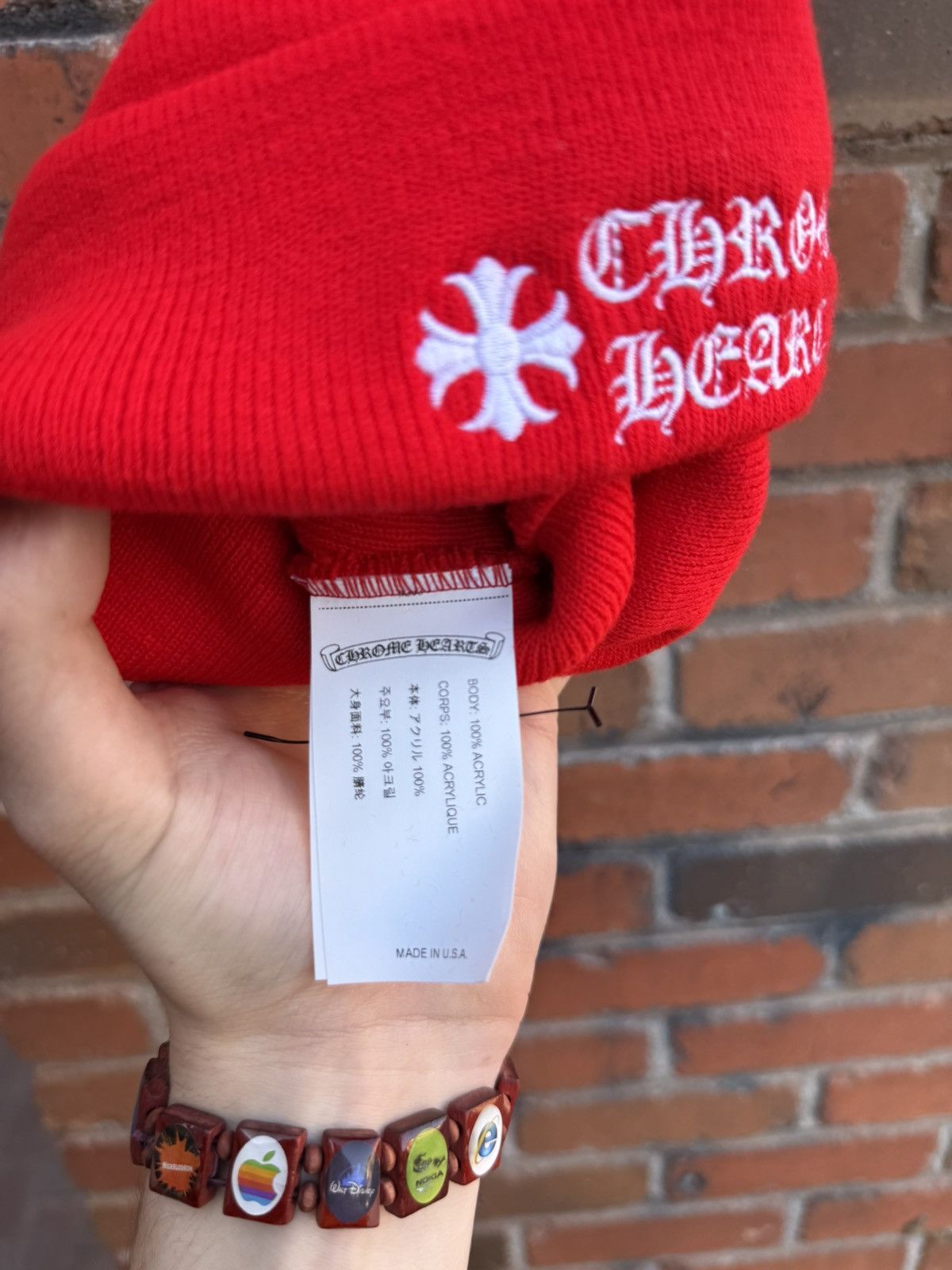 Chrome Hearts Red Chrome Hearts Front Logo Beanie Size ONE SIZE - 4 Thumbnail