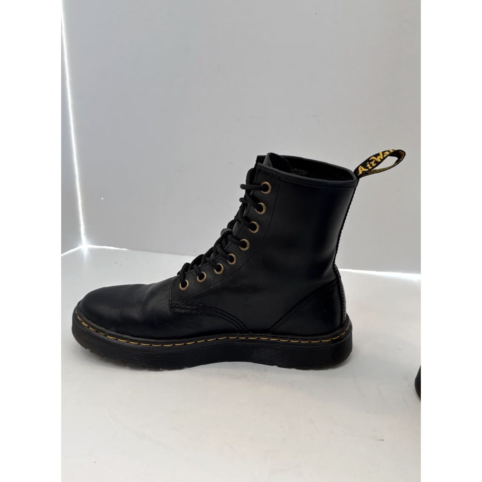 Dr. Martens Dr. Martens Zavala Combat Boots Women Black Leather Lace Up Flat Heel Rubber Outsole Casual Travel Size US 5 / IT 35 - 4 Thumbnail