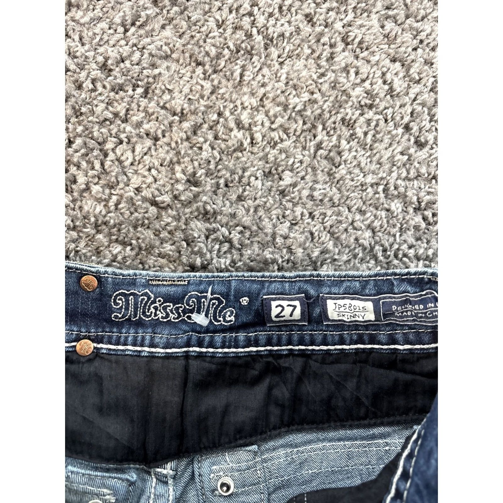 Miss Me VINTAGE Miss Me Jeans Low Rise Skinny 29x31 Bejeweled Rhinestone Blue Womens Girls Pants 2000s Y2K Skinny Jeans Size 29" - 4 Thumbnail