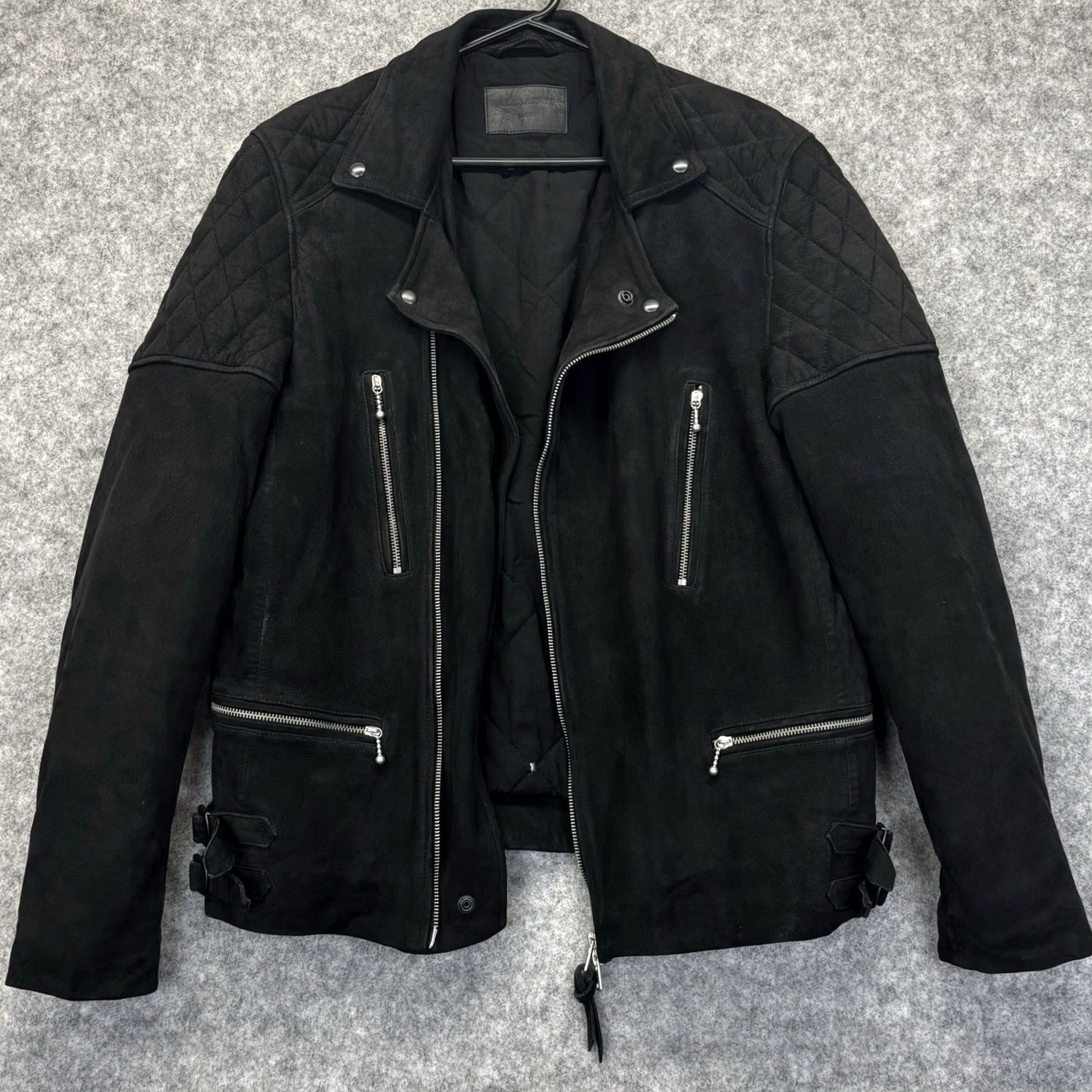 Allsaints Allsaints biker jacket kenji sheep leather Suede large size mens black Vgc Size US L / EU 52-54 / 3 - 3 Thumbnail