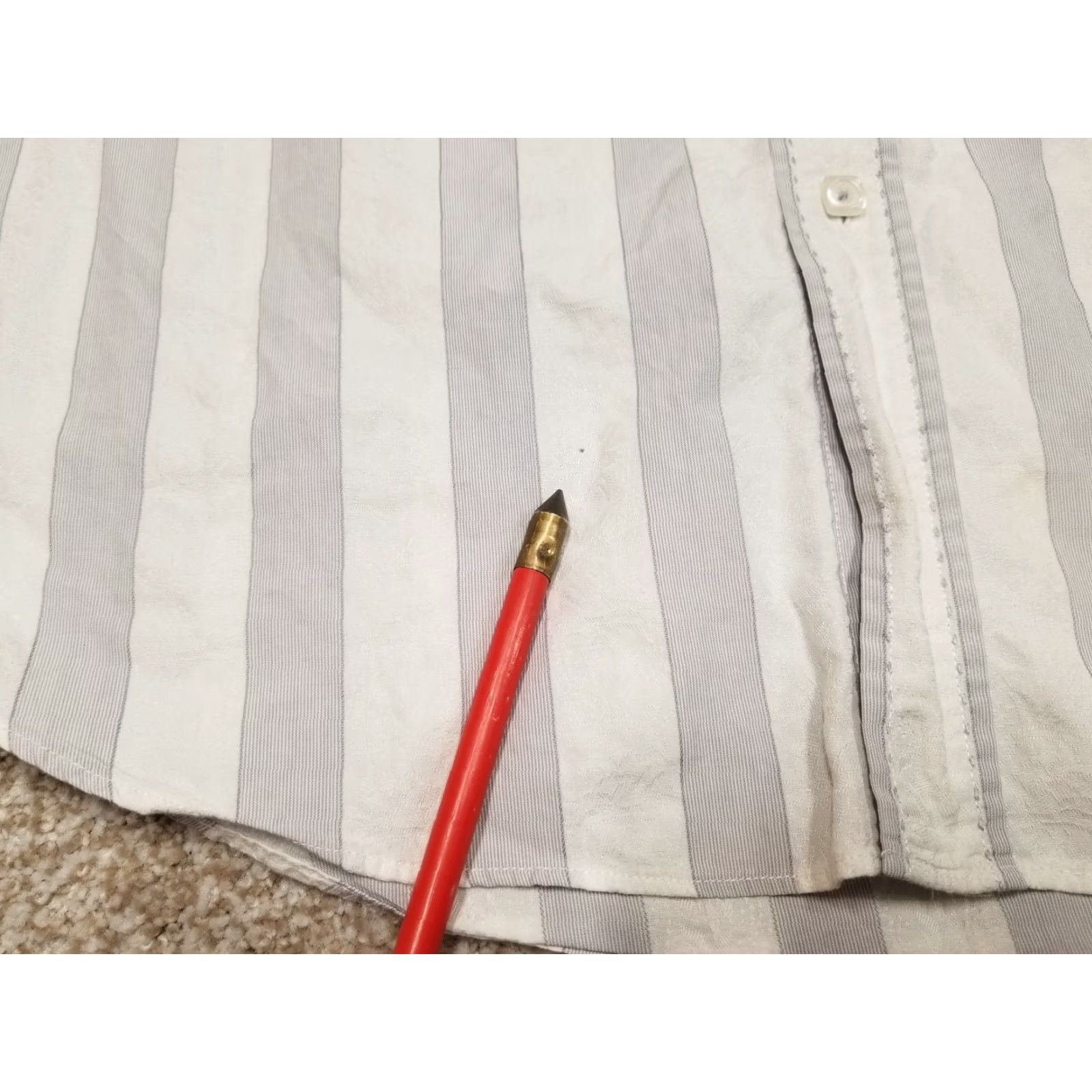 BUGATCHI BUGATCHI Shirt Mens Medium Gray Stripe Button Long Sleeve Casual Outdoor FLAWS Size US M / EU 48-50 / 2 - 6 Thumbnail