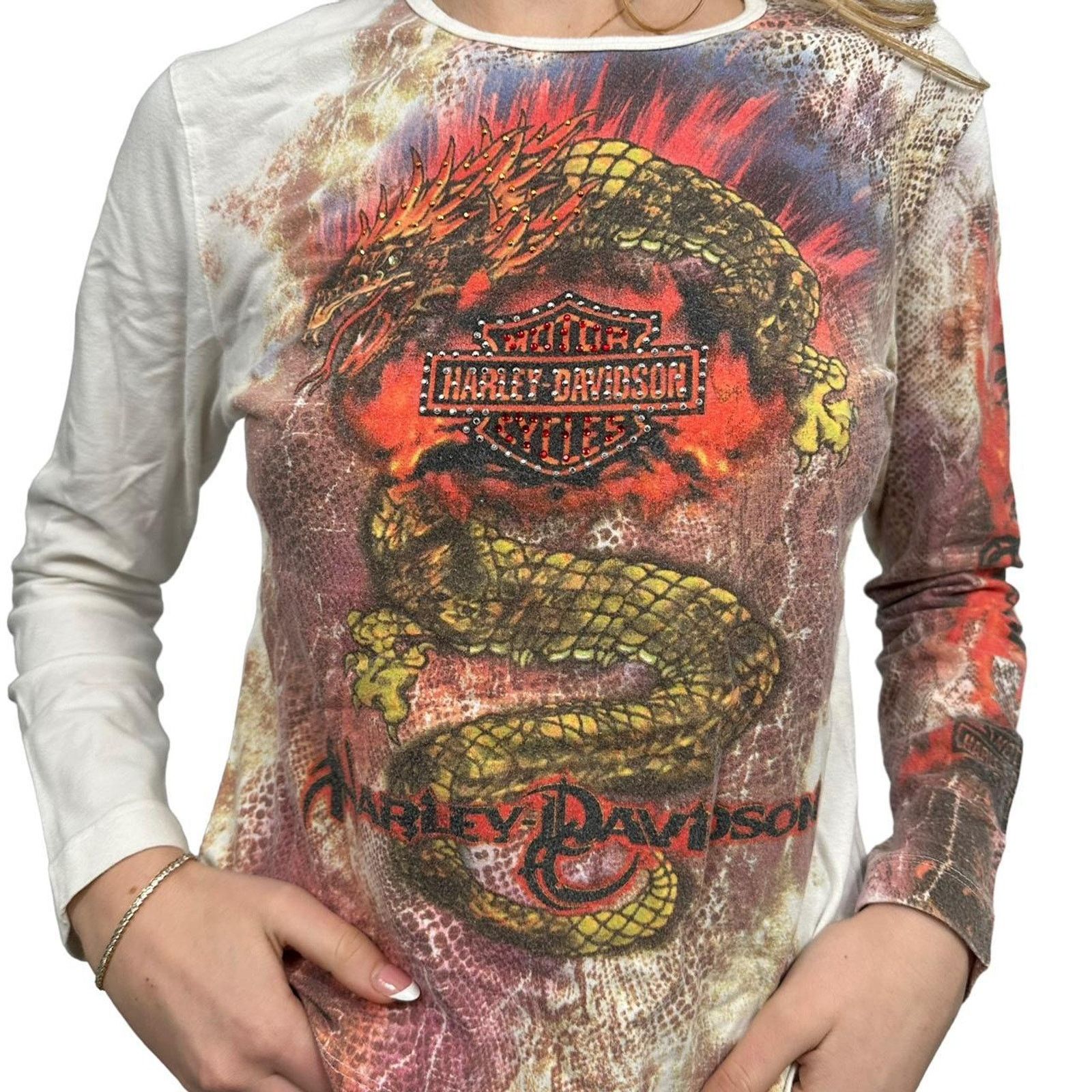 Harley Davidson Vintage womens Dragon harley davidson long seelve tee Size M / US 6-8 / IT 42-44 - 2 Thumbnail