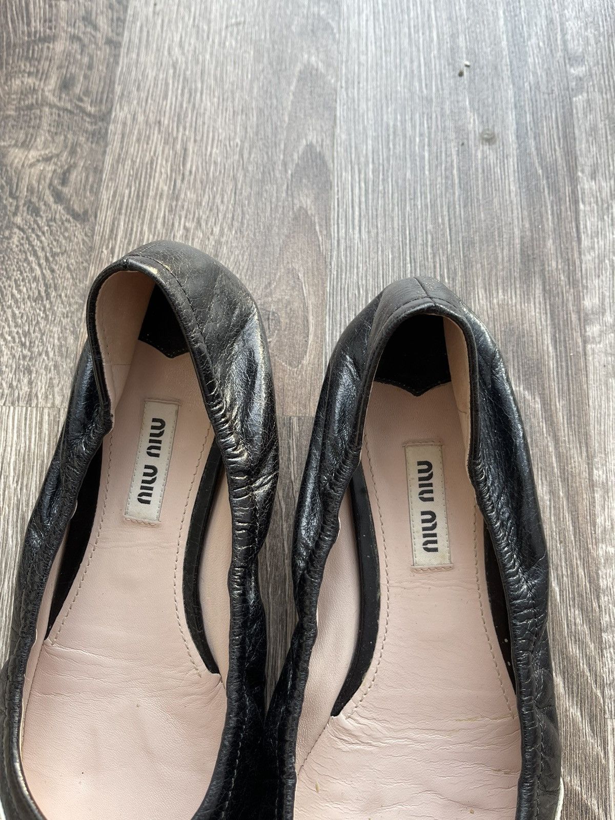 Japanese Brand 🖤Miu miu flats ballet 37 wooman leather shoes vintage Size US 7 / IT 37 - 3 Thumbnail