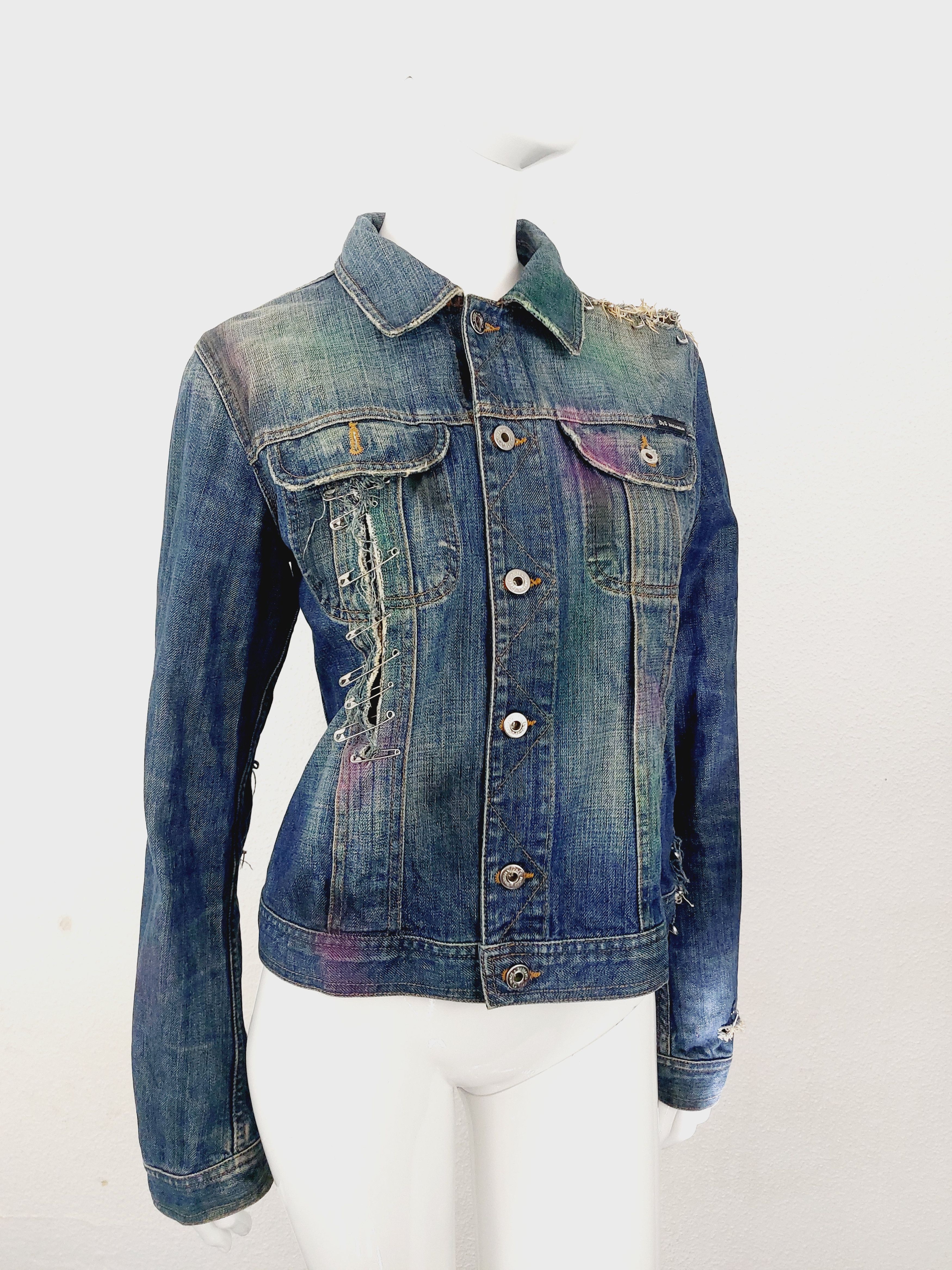 Dolce & Gabbana Dolce and Gabbana D&G SS2001 Spray Paint Safety Pin Jacket Size US XS / EU 42 / 0 - 12 Thumbnail
