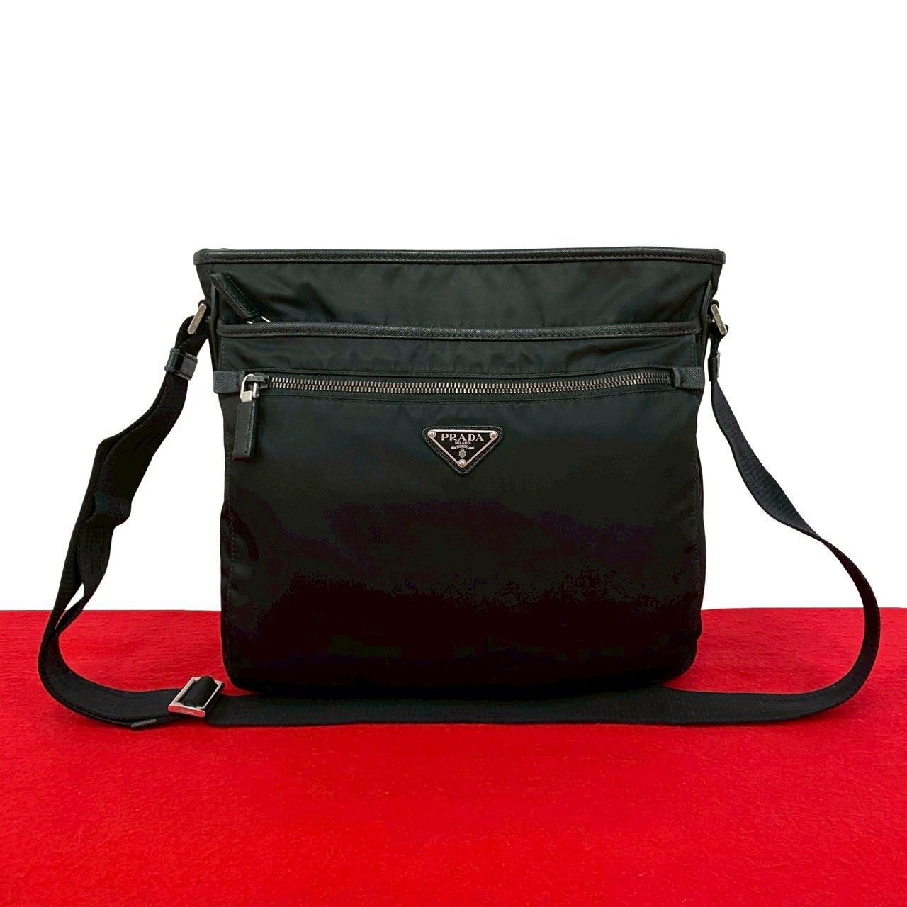 Prada Prada Prada Triangle Logo Nylon Saffiano Leather Shoulder Bag Textile Shoulder Bag DUTY FREE for USA Size ONE SIZE - 1 Thumbnail