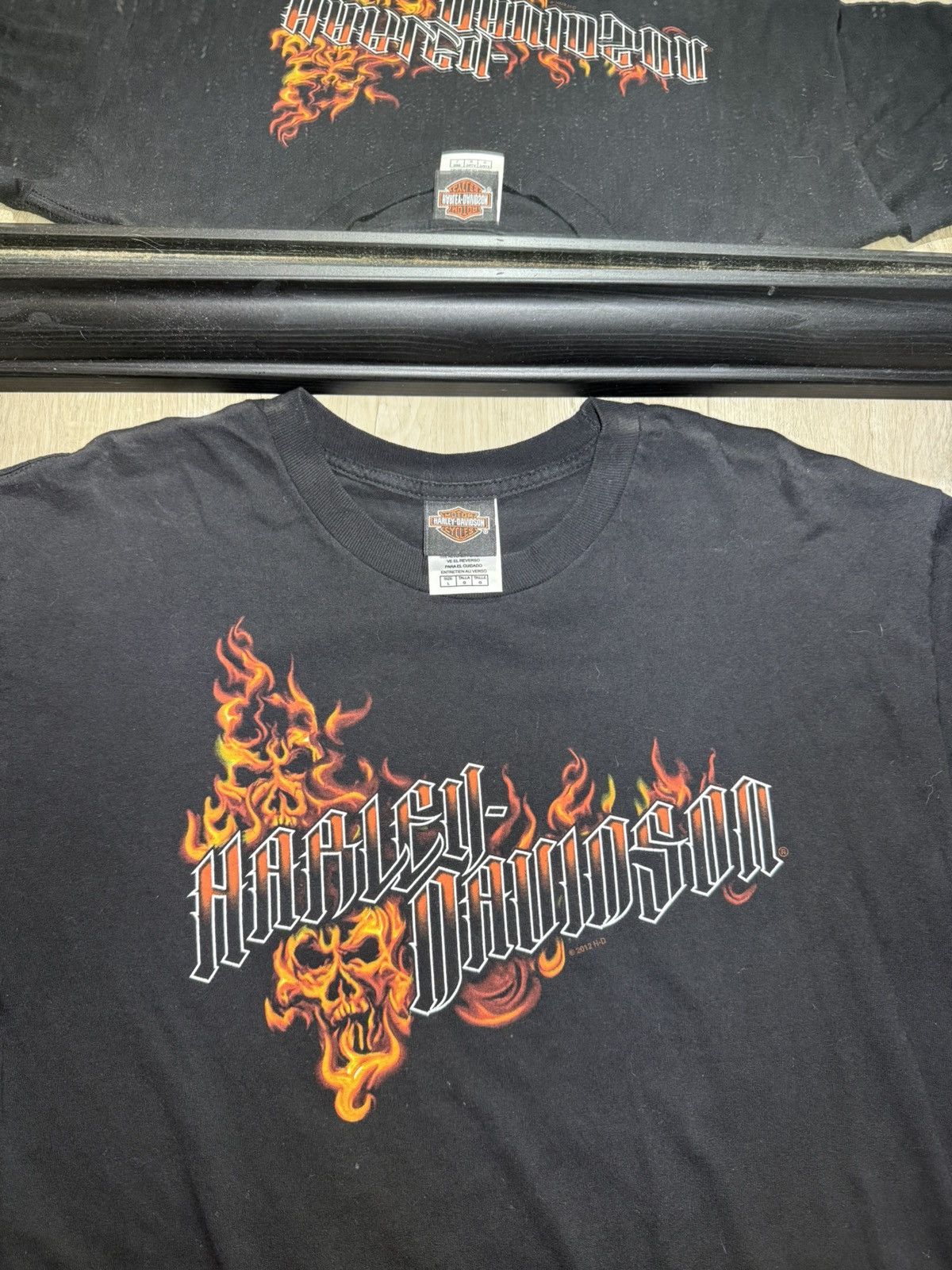 Harley Davidson × JNCO × Vintage Vintage / Y2K Harley Davidson Flaming Skeleton / Skull Shir Size US L / EU 52-54 / 3 - 3 Thumbnail