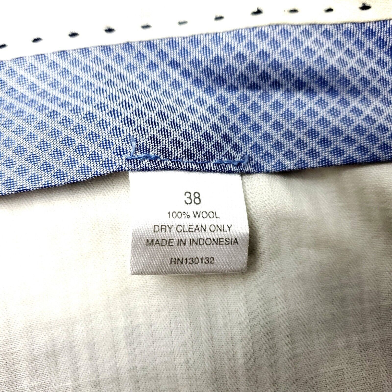 Hart Schaffner Marx Hart Schaffner Marx Wool Dress Pants 37/28 Beige Windowpane Size 36R - 3 Thumbnail