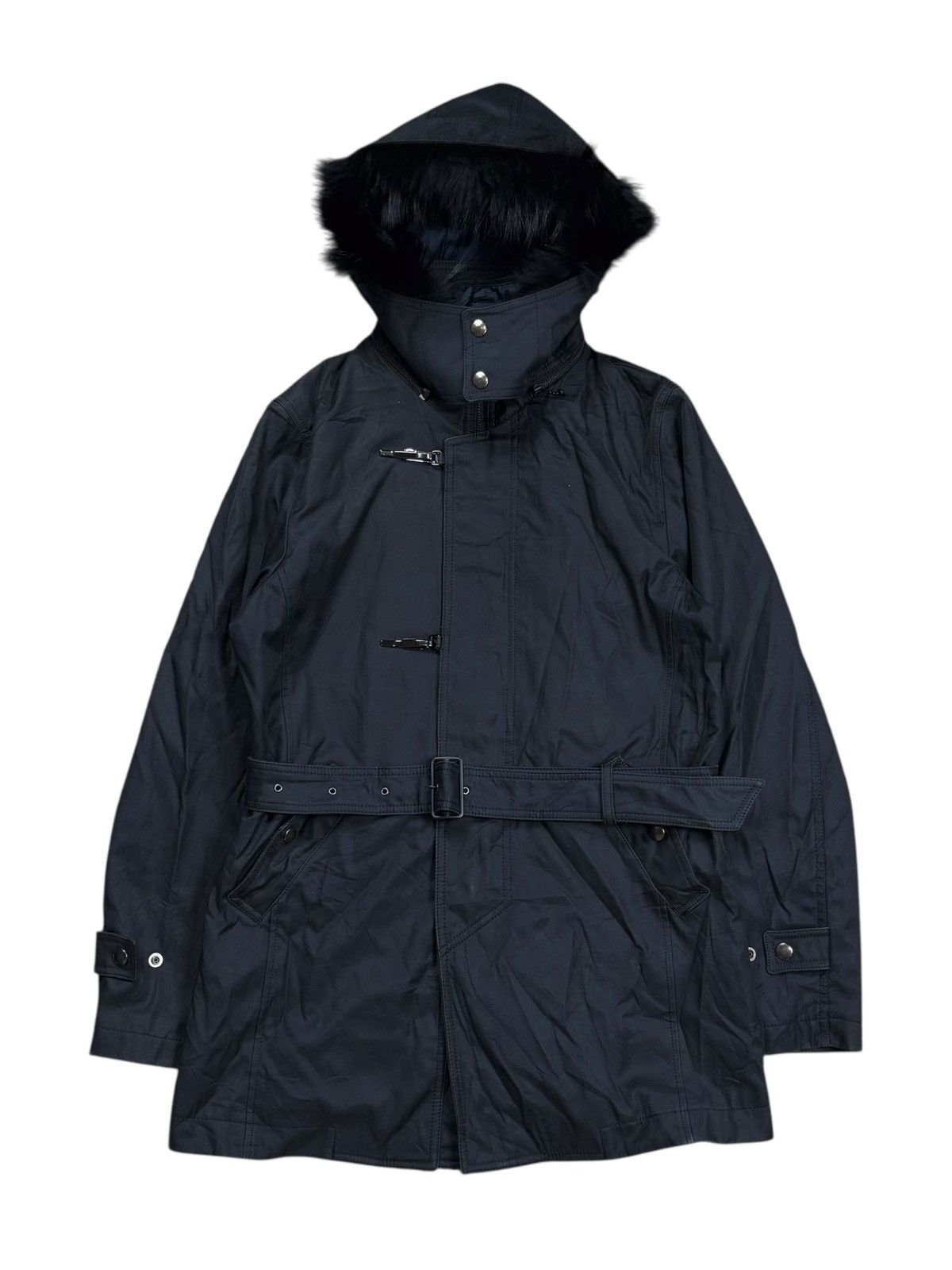 2000s Tete Homme - Vkei Style Fur Hoodie Belted Jacket