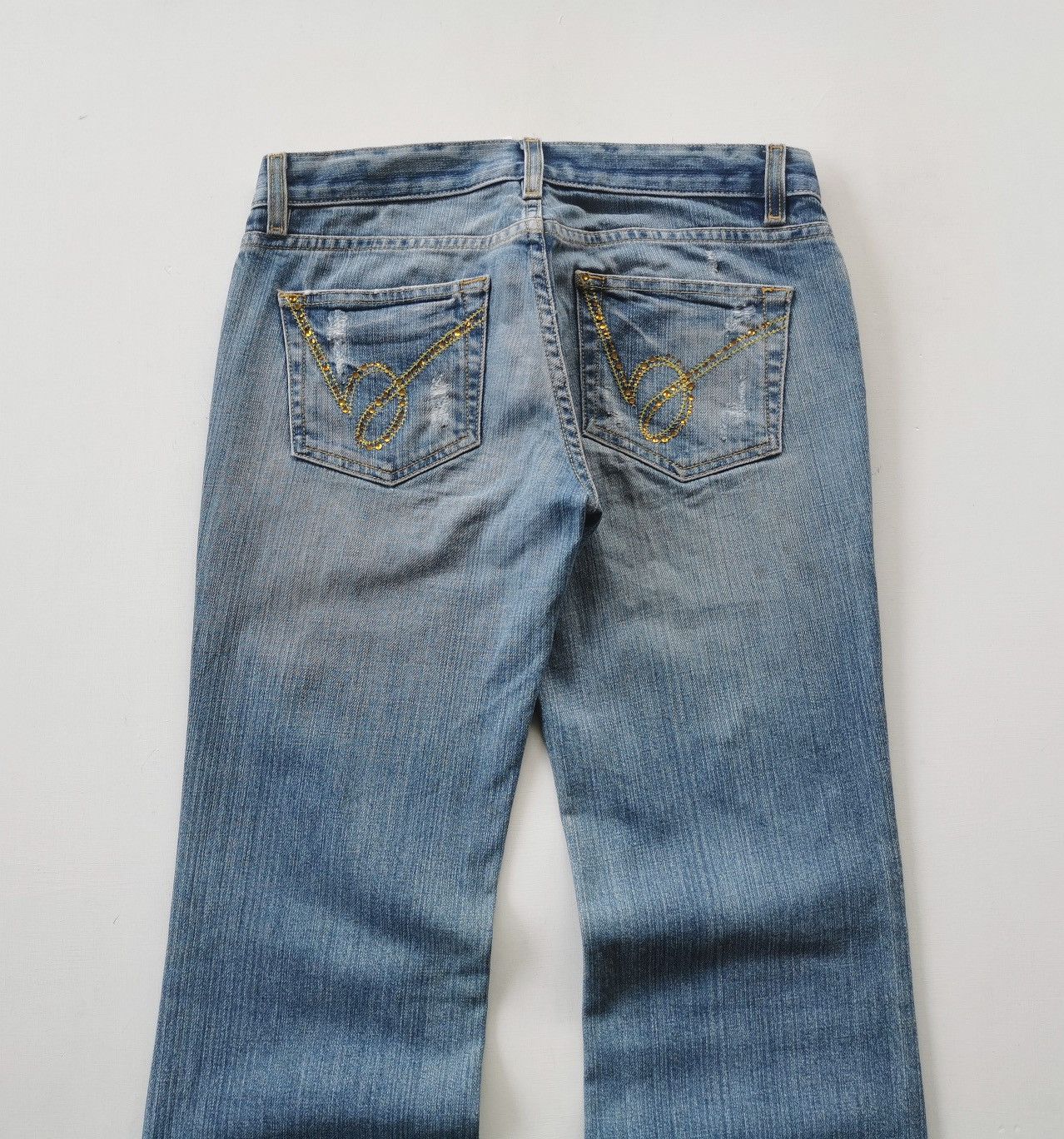 Bebe Bootcut Bebe Carmen RS Patch Distressed Jeans 30/35 Size 30" / US 8 / IT 44 - 7 Thumbnail