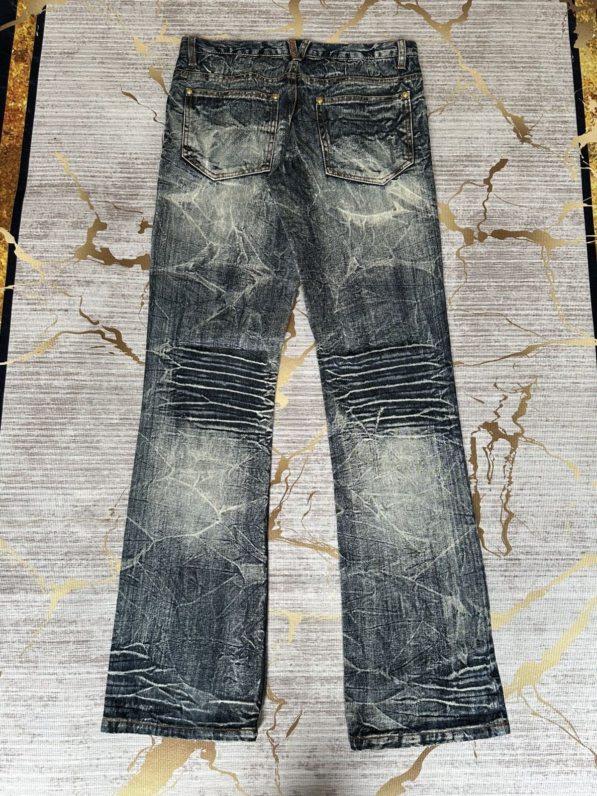 Tornado Mart FLARE Black Barcara Distressed Claw Marks Design Denim Size US 30 / EU 46 - 3 Thumbnail