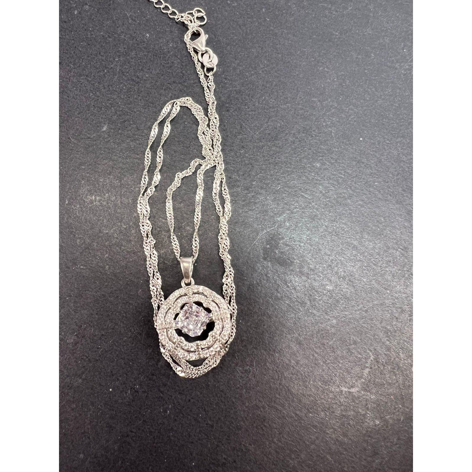 Other CZ Rhodium Over Sterling Dancing Pendant With Chain Size ONE SIZE - 11 Thumbnail