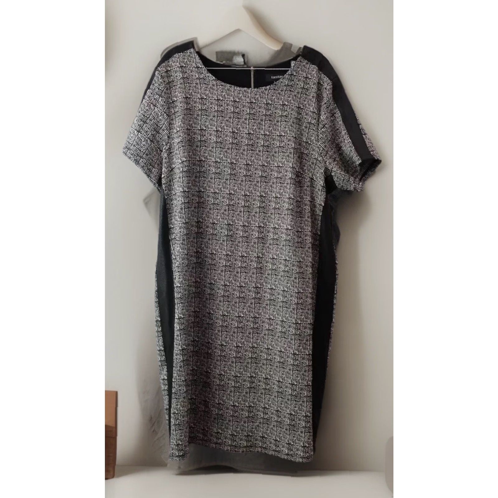 Vintage NEW NWT Women Karen Kane Cherry Blossom Gray Plaid Euro Knit Dress Size 3X XXXL Size XXL / US 16-18 / IT 52-54 - 2 Thumbnail
