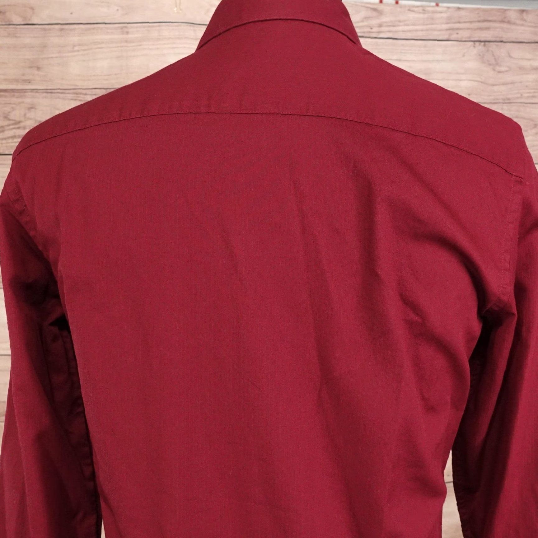 Apt. 9 APT. 9 Shirt Mens 15 32/33 Burgundy Red Slim Fit Easy Care Dress Long Sleeve Size 40R - 5 Thumbnail