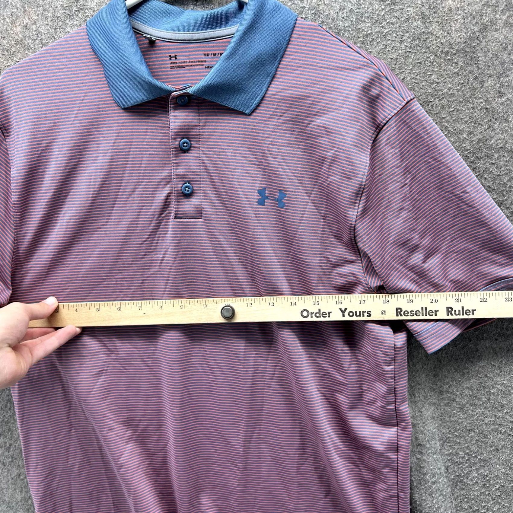 Under Armour Under Armour Polo Shirt Mens M Blue Stripe HeatGear Loose Fit Golf 1323444 Size US M / EU 48-50 / 2 - 6 Thumbnail