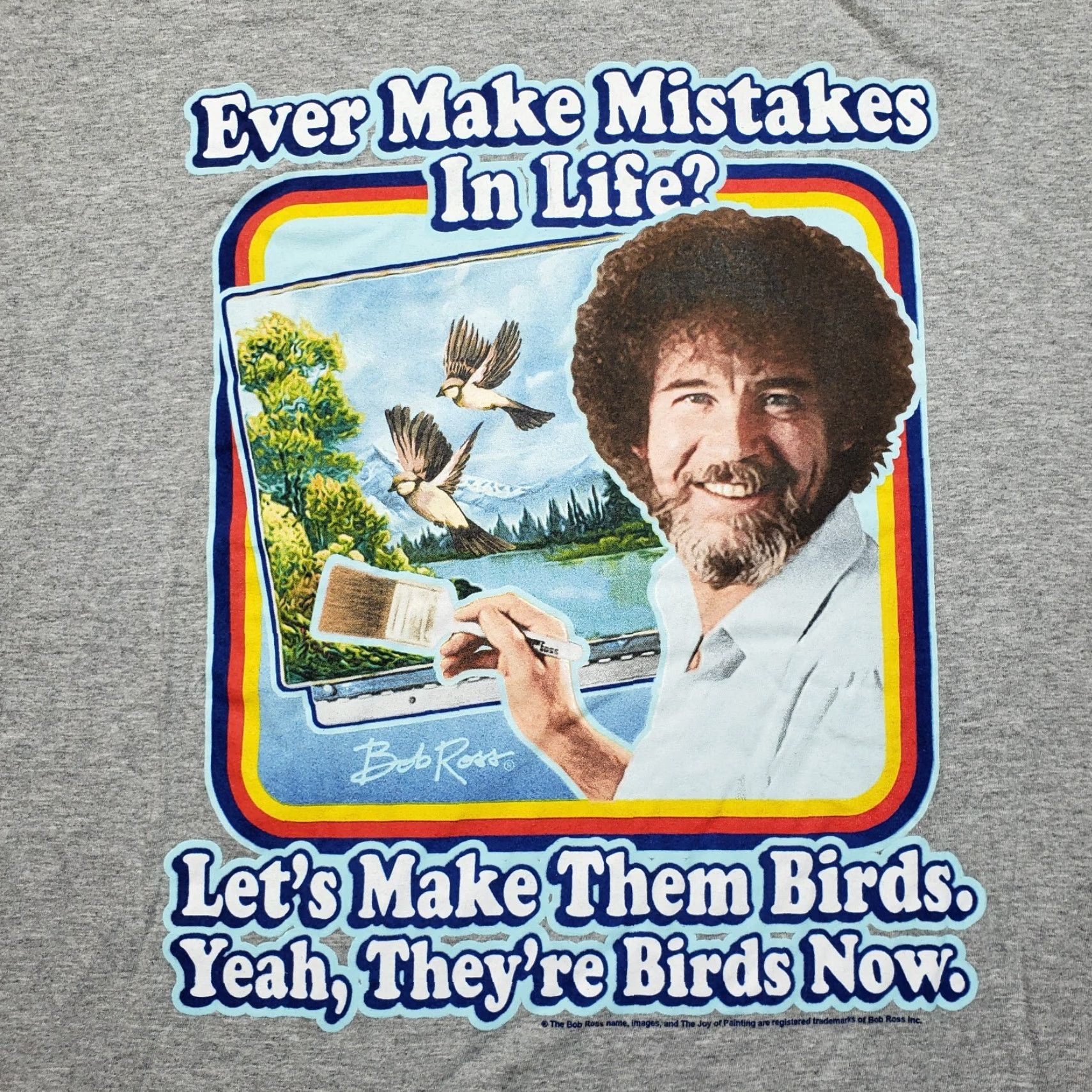 Vintage Bob Ross T-Shirt Mens L Gray Graphic Print Short Sleeve Round Neck Pullover Size US L / EU 52-54 / 3 - 3 Thumbnail