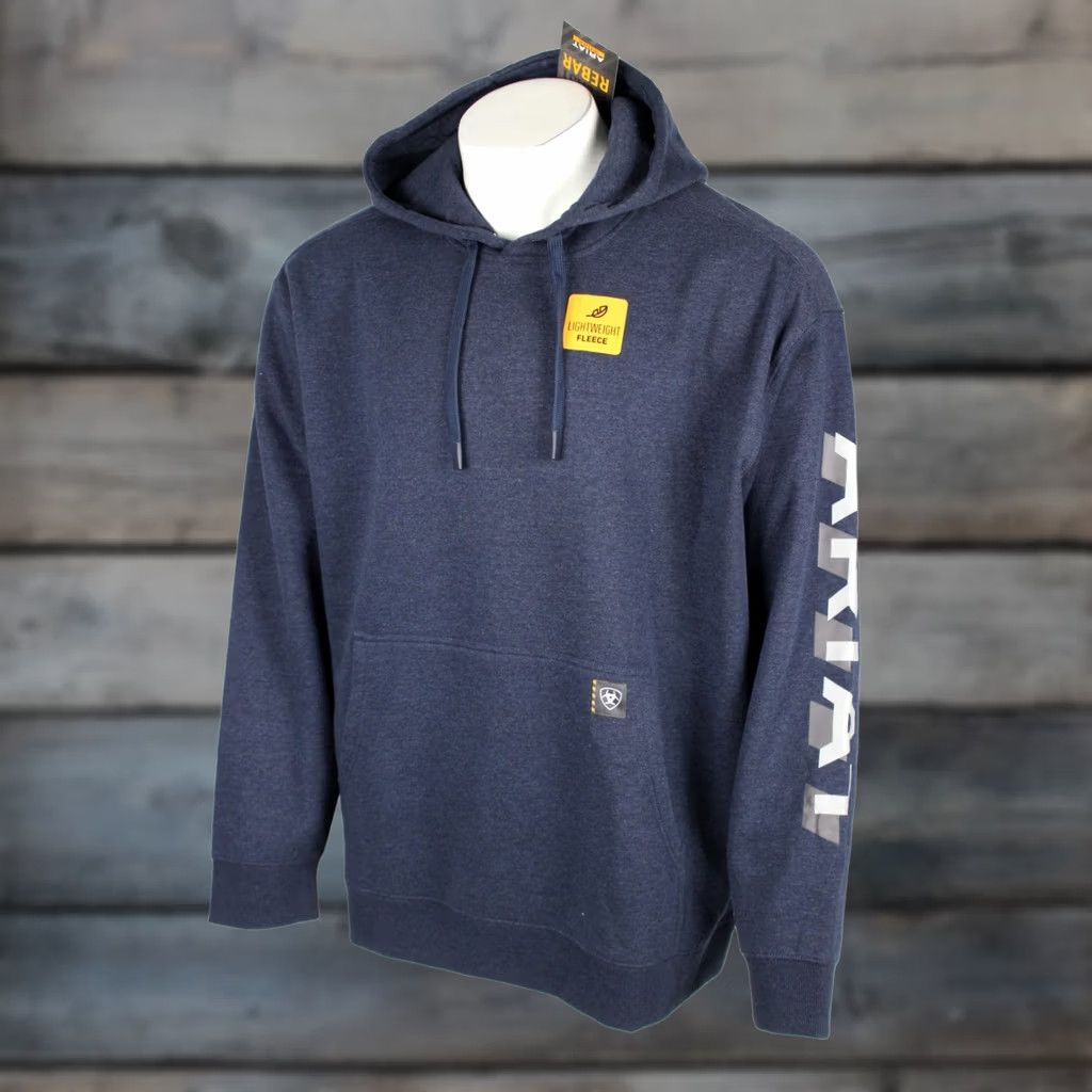 Ariat Ariat Rebar Lightweight Logo Hoodie Sweatshirt XXL Navy Heather Men’s Pullover Long Sleeve Graphic Print Blue Size US XXL / EU 58 / 5 - 1 Thumbnail