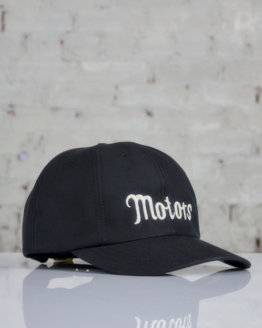 image of Visvim Excelsior Motors Logo Wool & Linen Baseball Cap in Black, Men's