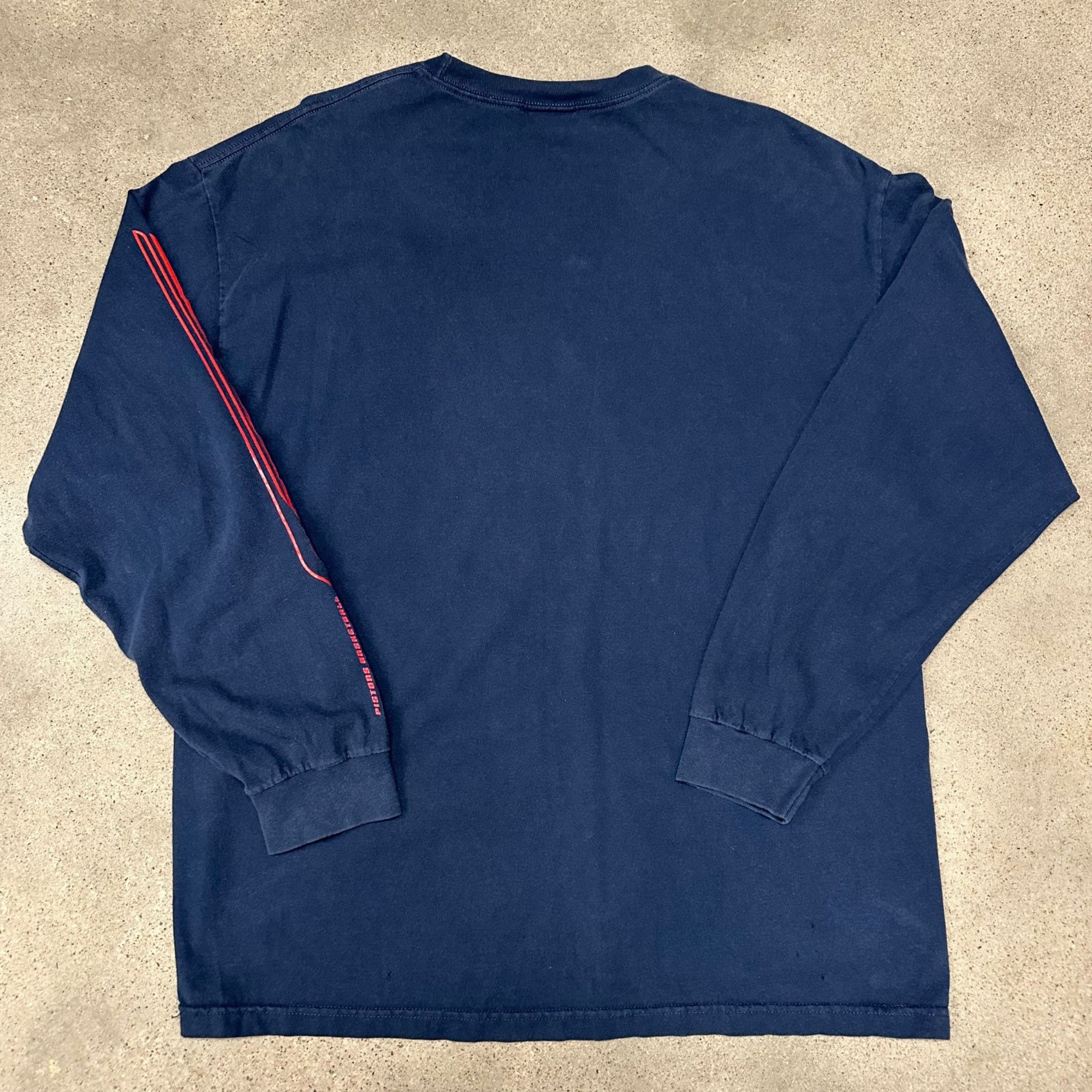 NBA × Nike × Vintage Vintage Nike Centerswoosh Detroit Pistons Longsleeve Shirt Size US XL / EU 56 / 4 - 4 Thumbnail