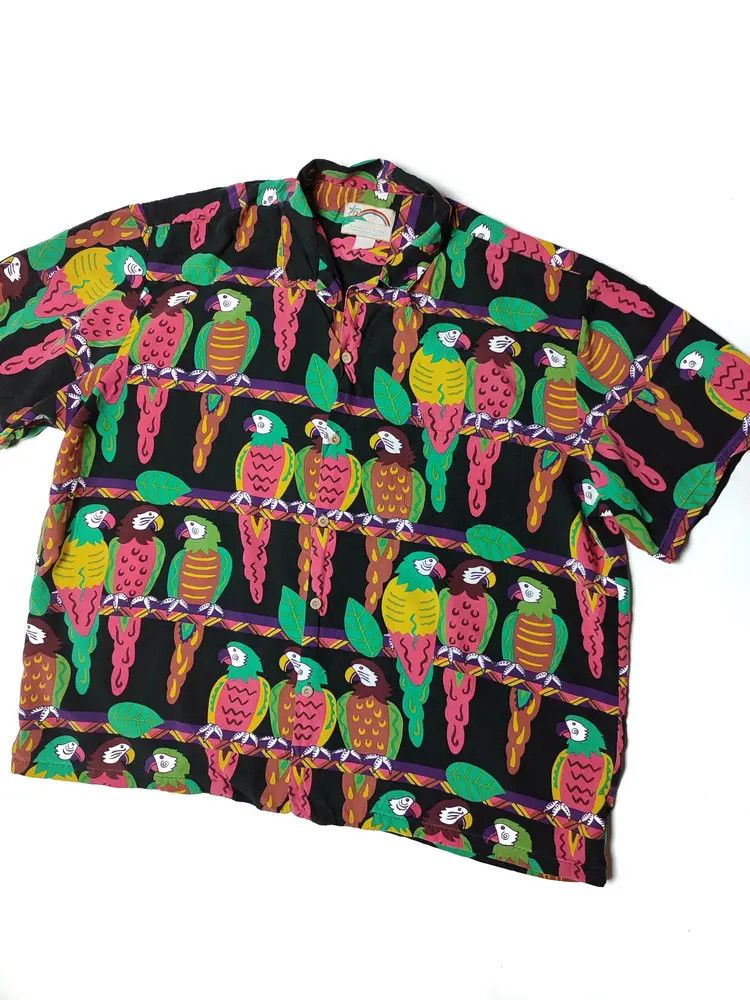 Other Vintage Paradise Found Hawaiian Parrots Oversized Shirt Size US XL / EU 56 / 4 - 2 Thumbnail