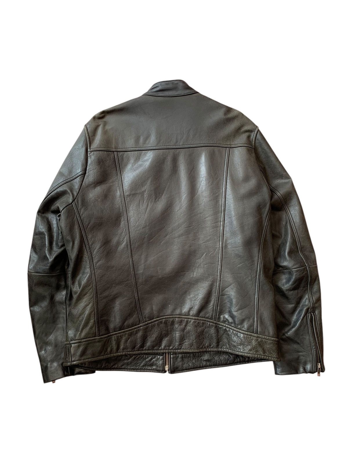 Genuine Leather × Uniqlo 🔥VTG UNIQLO COWHIDE LEATHER BIKERS JACKET Size US L / EU 52-54 / 3 - 6 Thumbnail