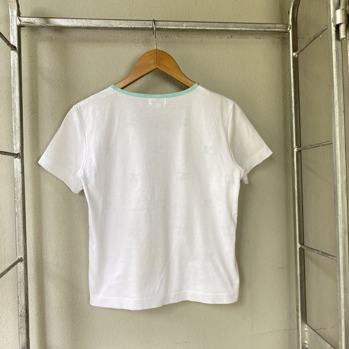 Courreges Courreges White Scoop Neck T-Shirt with Mint Trim Size S / US 4 / IT 40 - 2 Thumbnail