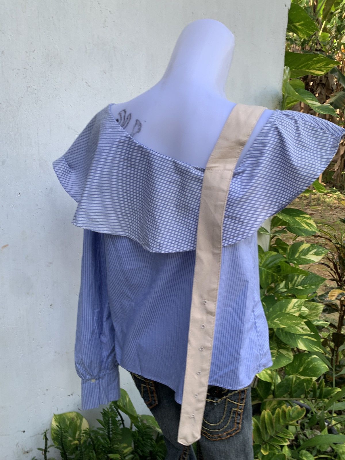 Andersson Bell × Designer Andersson Bell Unbalance Flounce Stripe Blouse Top Size M / US 6-8 / IT 42-44 - 4 Thumbnail