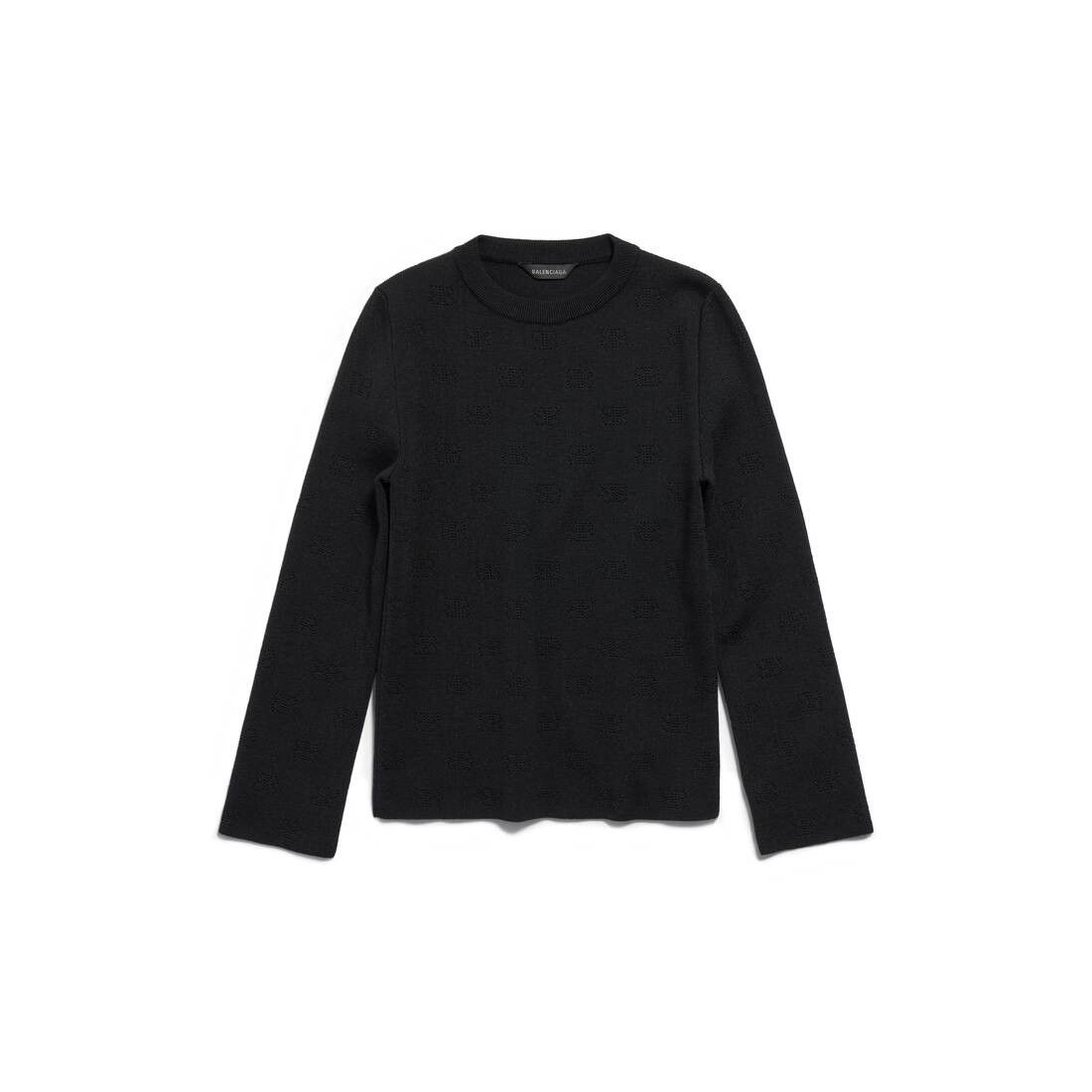 Balenciaga o1s1wg110126 BB Allover Cropped Sweater in Black Size S / US 4 / IT 40 - 1 Thumbnail