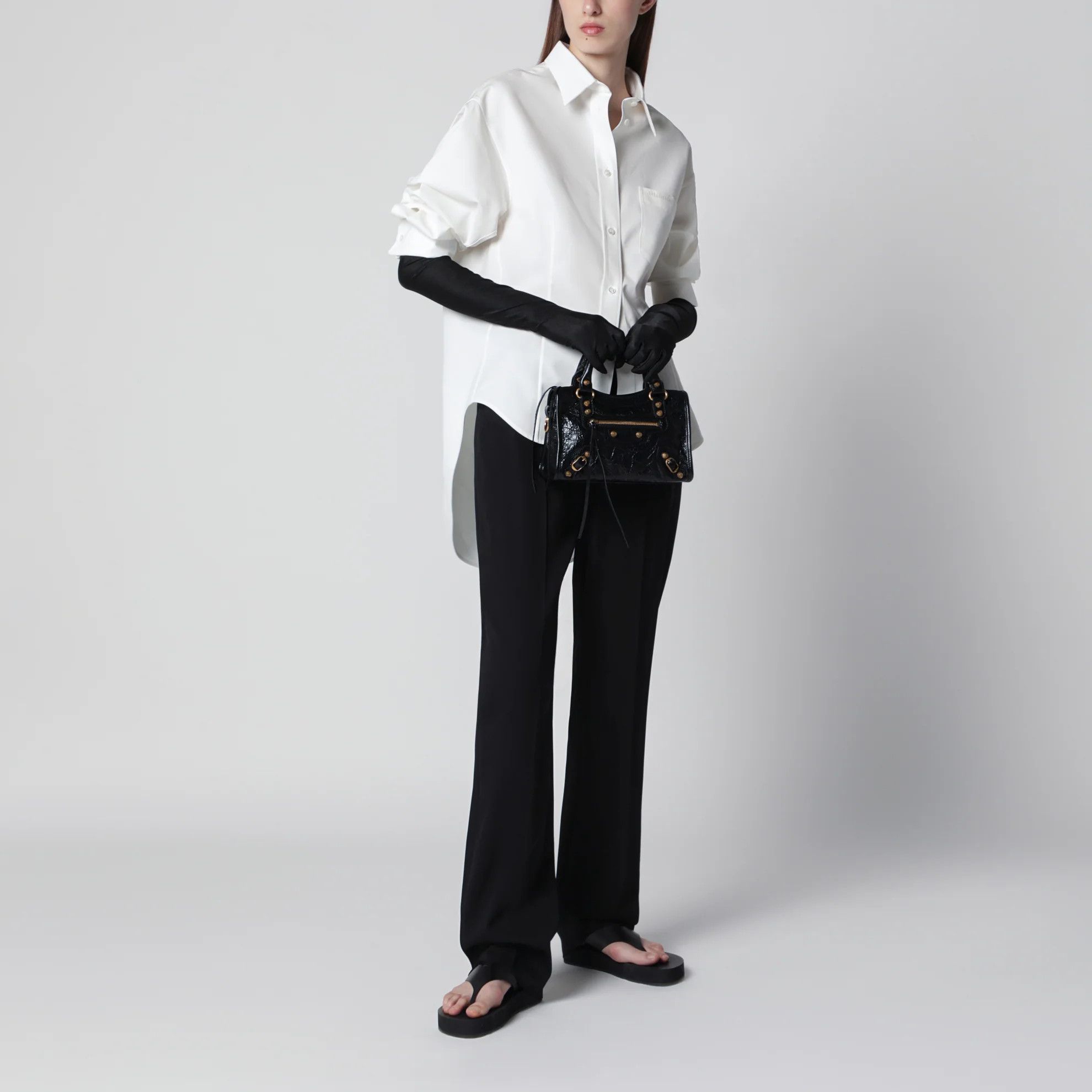 Balenciaga o1d2blof0426 Slim Wool Trousers in Black Size 26" / US 2 / IT 38 - 2 Thumbnail