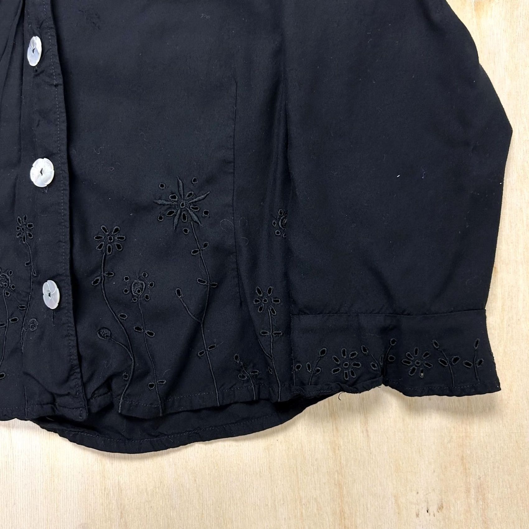 Vintage J. Marco Galleries Blouse Womens XL Black Embroidered Button Front Rayon Top Size XL / US 12-14 / IT 48-50 - 2 Thumbnail