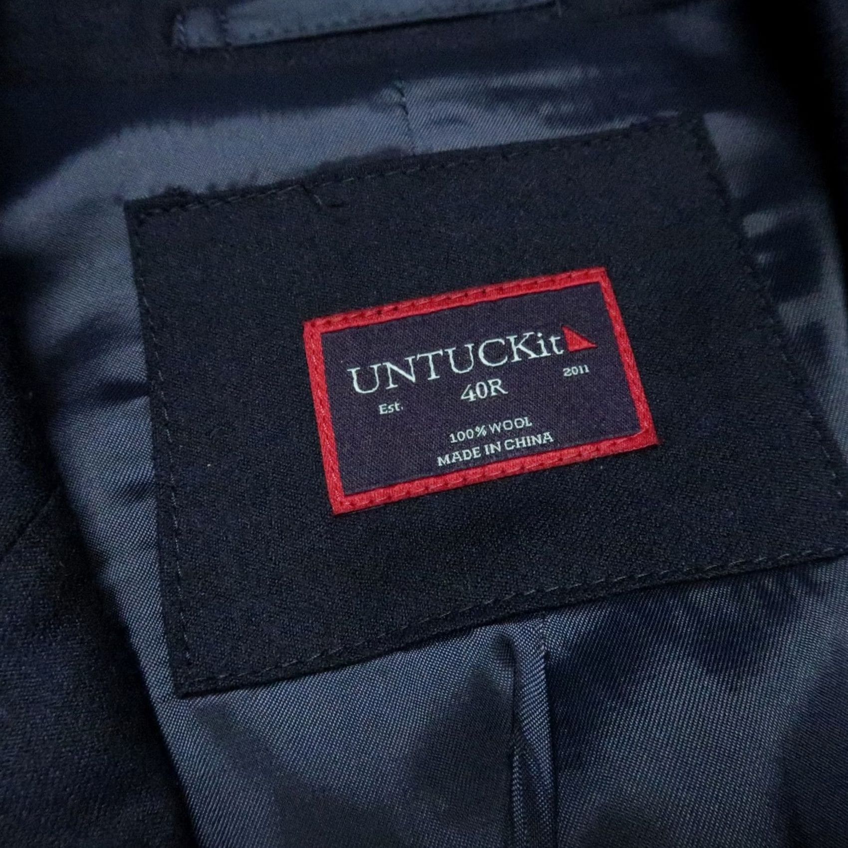 UNTUCKit UNTUCKit Blazer Mens Navy Blue Wool Half Canvas Construction Jacket 40R Size 40R - 3 Thumbnail