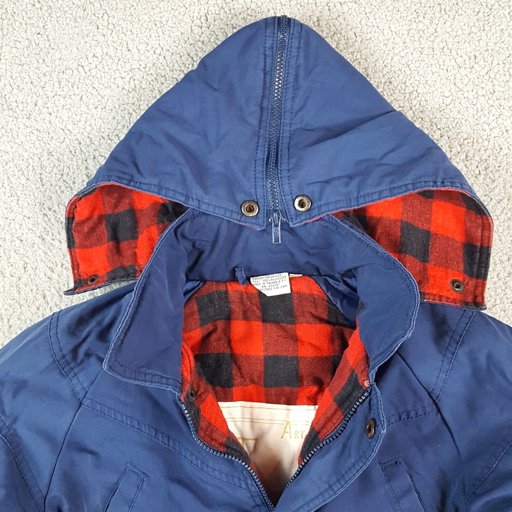 Vintage VINTAGE Art II Jacket Men 80s Buffalo Plaid Flannel Lined Hooded Outdoor Coat Blue Medium, Full Zip, Pockets, Lined, Vintage 80s, Fall, Spring, Winter Size US M / EU 48-50 / 2 - 2 Thumbnail