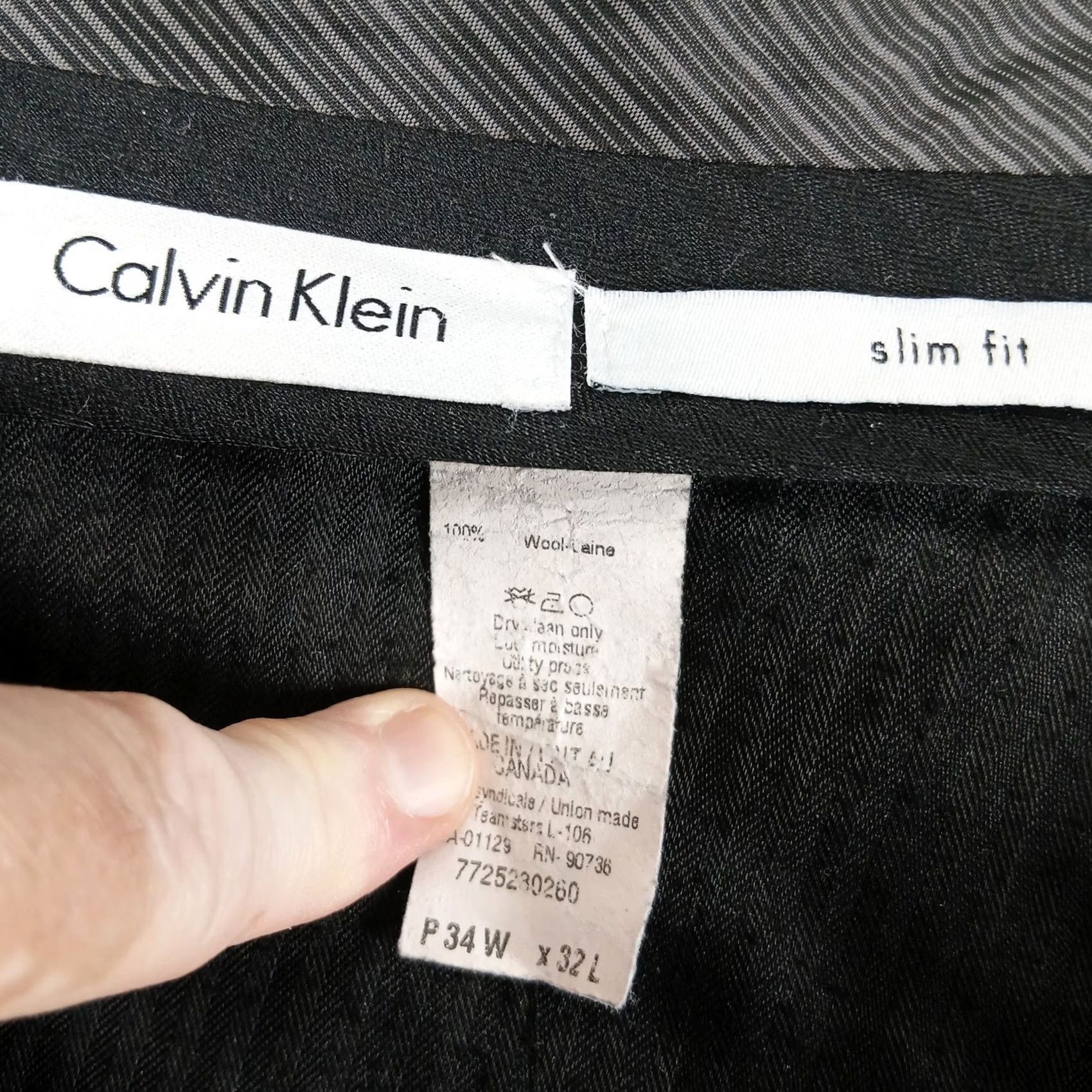 Calvin Klein Calvin Klein Dress Pants Slim Fit 100% Wool Flat Front 34x32 Black Size US 34 / EU 50 - 4 Thumbnail