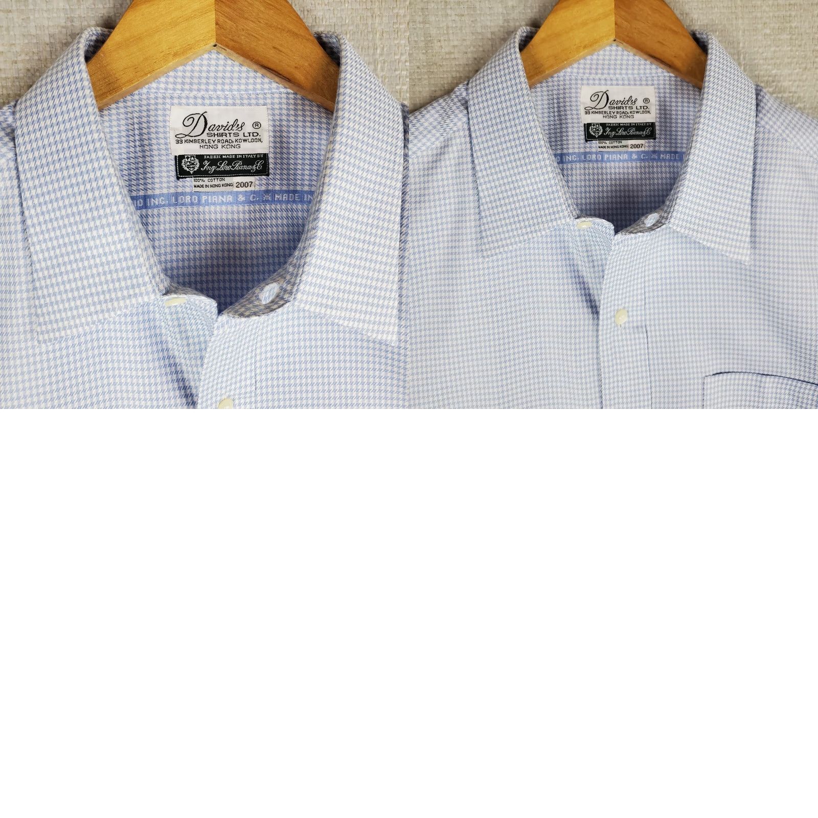 Loro Piana VINTAGE Loro Piana Mens Button-Up Shirt Houndstooth Twill Blue 17/32 Size US XL / EU 56 / 4 - 9 Thumbnail