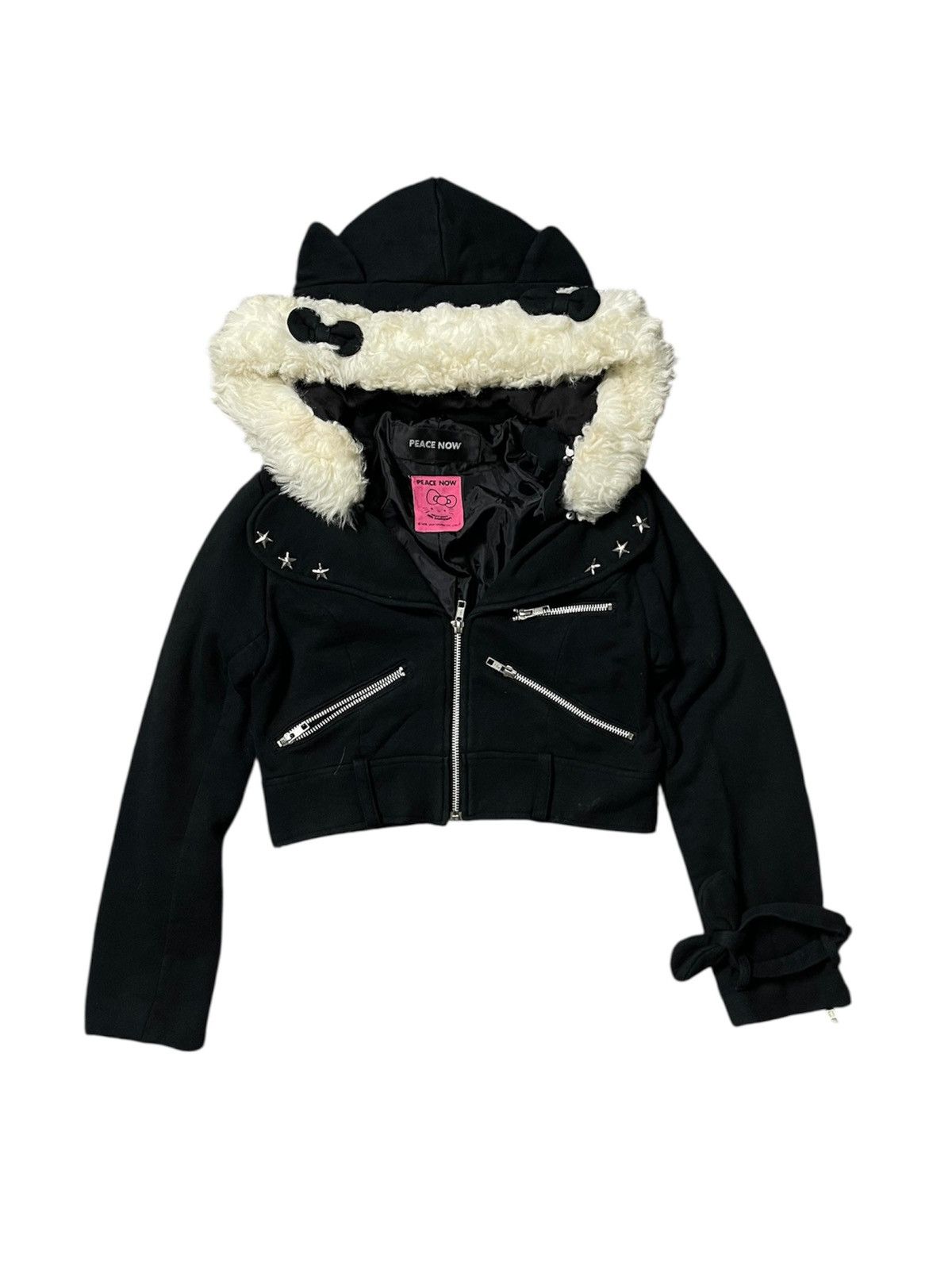Japanese Brand 2000s HELLO KITTY X BLACK PEACE NOW RIDER JACKET RARE DESIGN Size M / US 6-8 / IT 42-44 - 2 Thumbnail