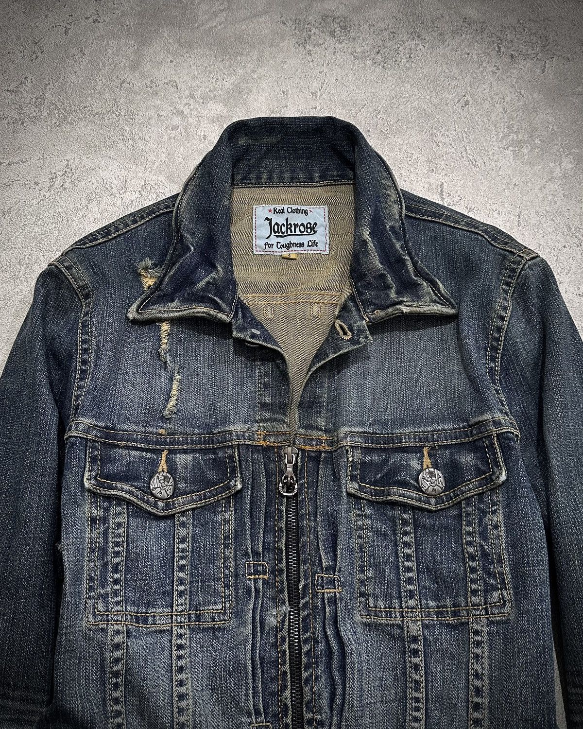 JACKROSE Jackrose Damaged Denim Biker Jacket Size US M / EU 48-50 / 2 - 2 Thumbnail