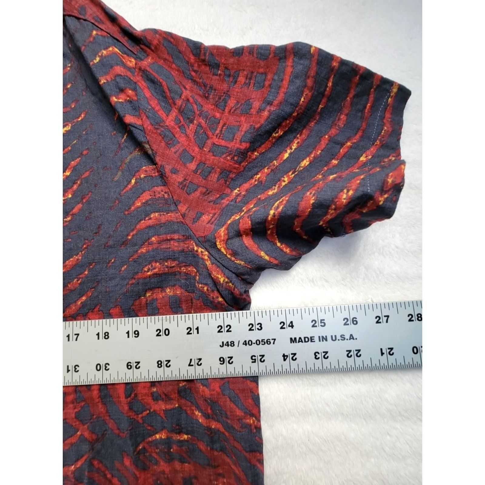 George Georg Roth Men Red Navy Abstract Print Short Sleeve Button-Up Shirt Large Casual Shirt Size US L / EU 52-54 / 3 - 5 Thumbnail
