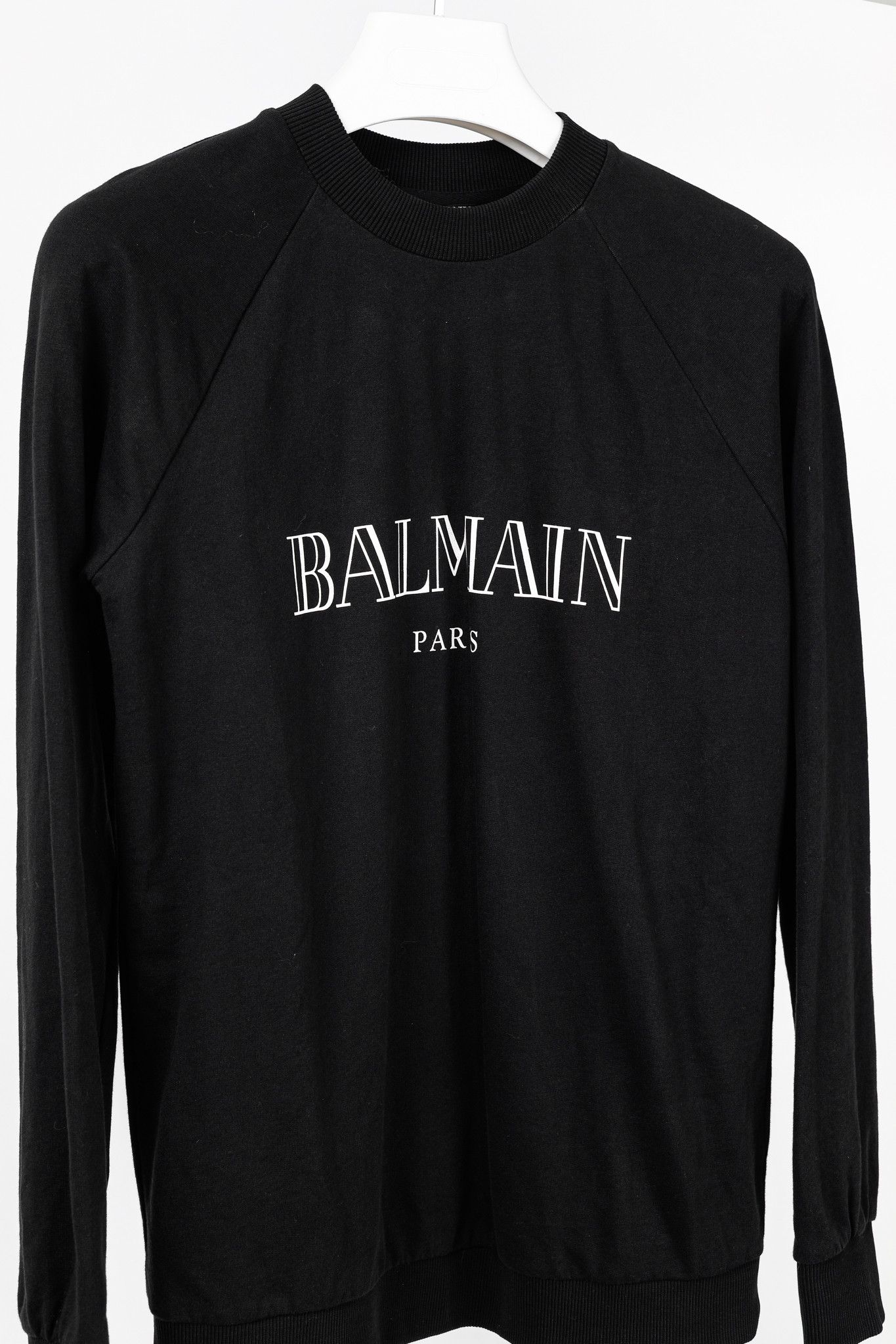 Balmain Balmain Black Cotton Logo-Print Sweatshirt Size L / US 10 / IT 46 - 3 Thumbnail