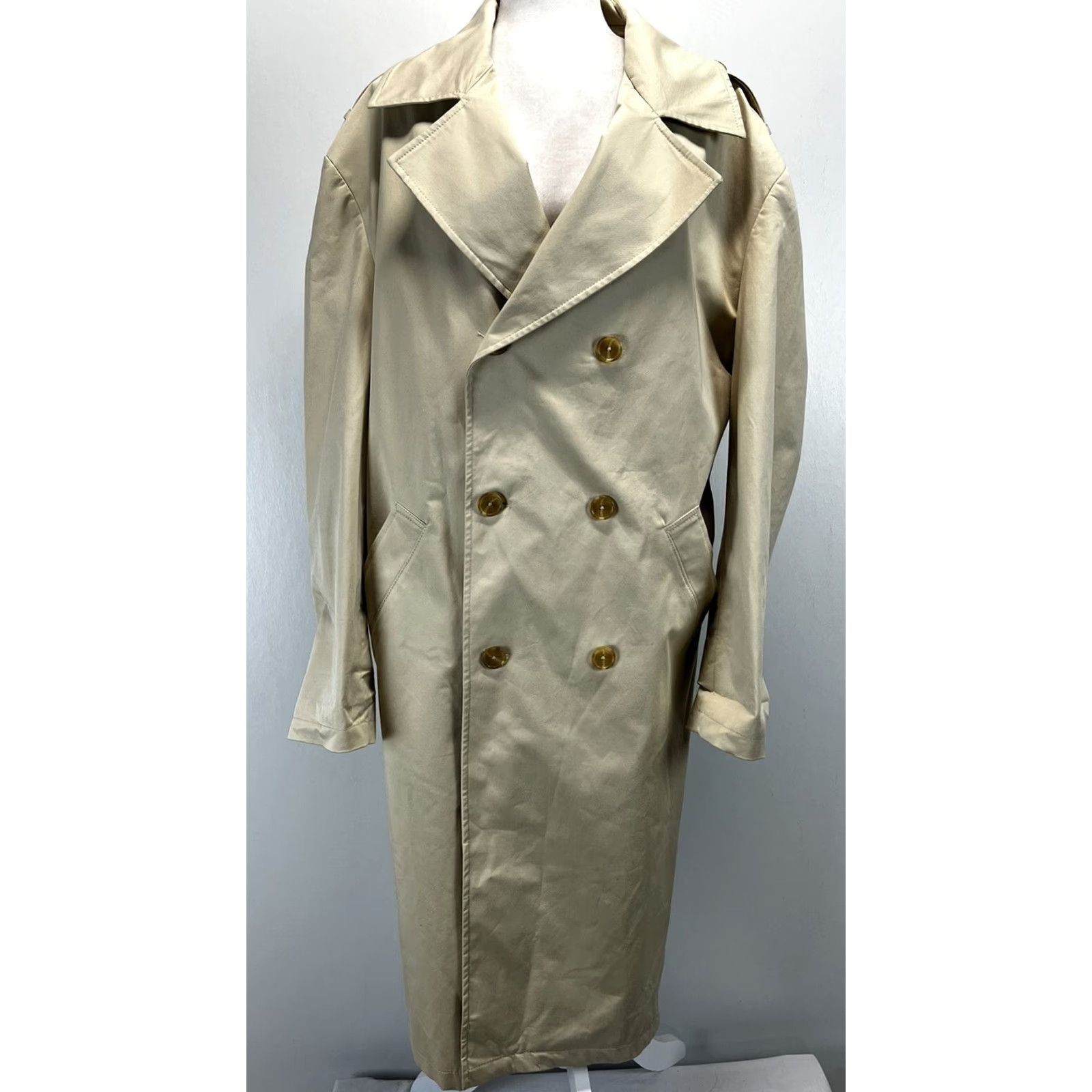 Zara Zara Trench Coat Womens L Belted Vented Plaid Double Breasted Classic Old Money City Academia Size L / US 10 / IT 46 - 6 Thumbnail