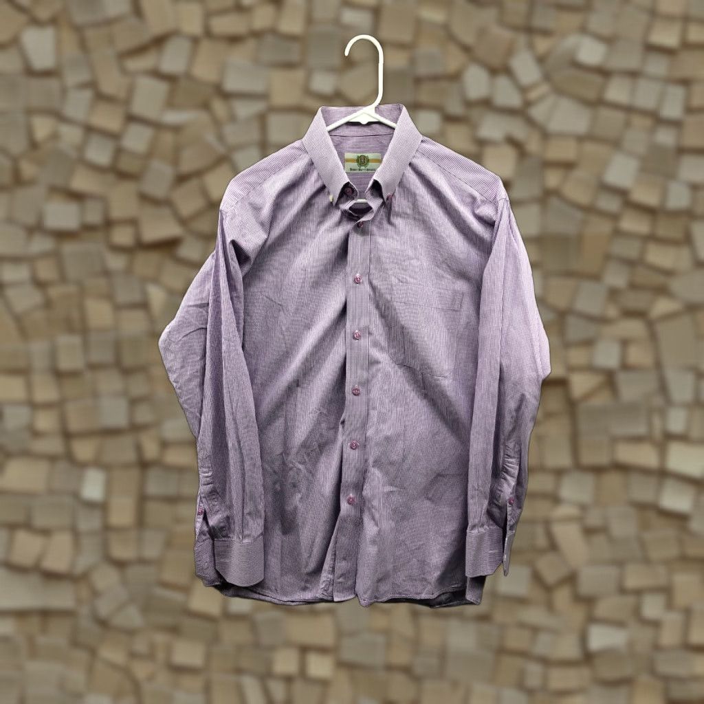 Vintage Robert Brett Shirt L Mens Purple Plaid Long Sleeve Button-Down Collar Size US L / EU 52-54 / 3 - 1 Thumbnail